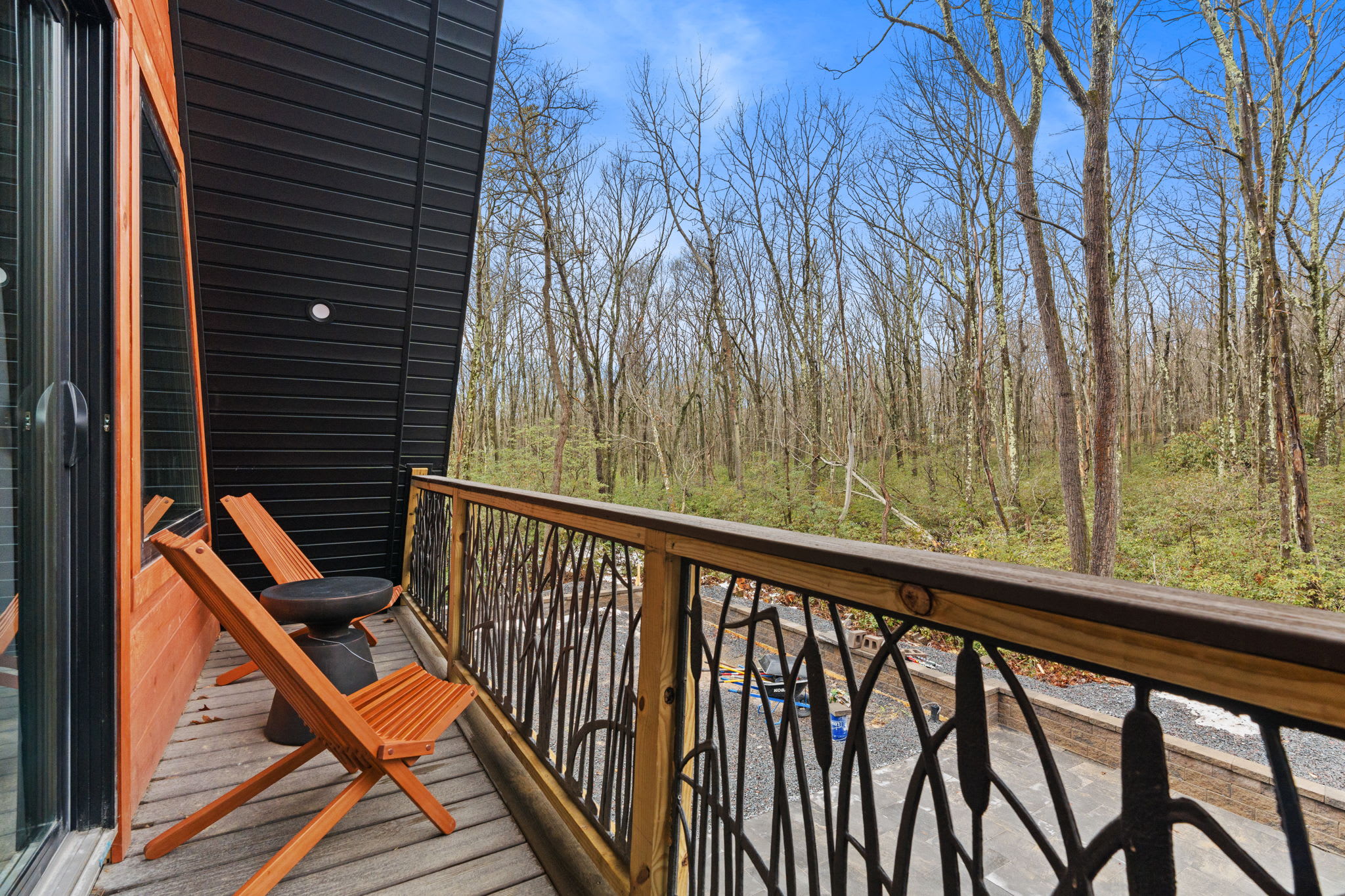 Step onto the private deck and soak in the peaceful treetop views.