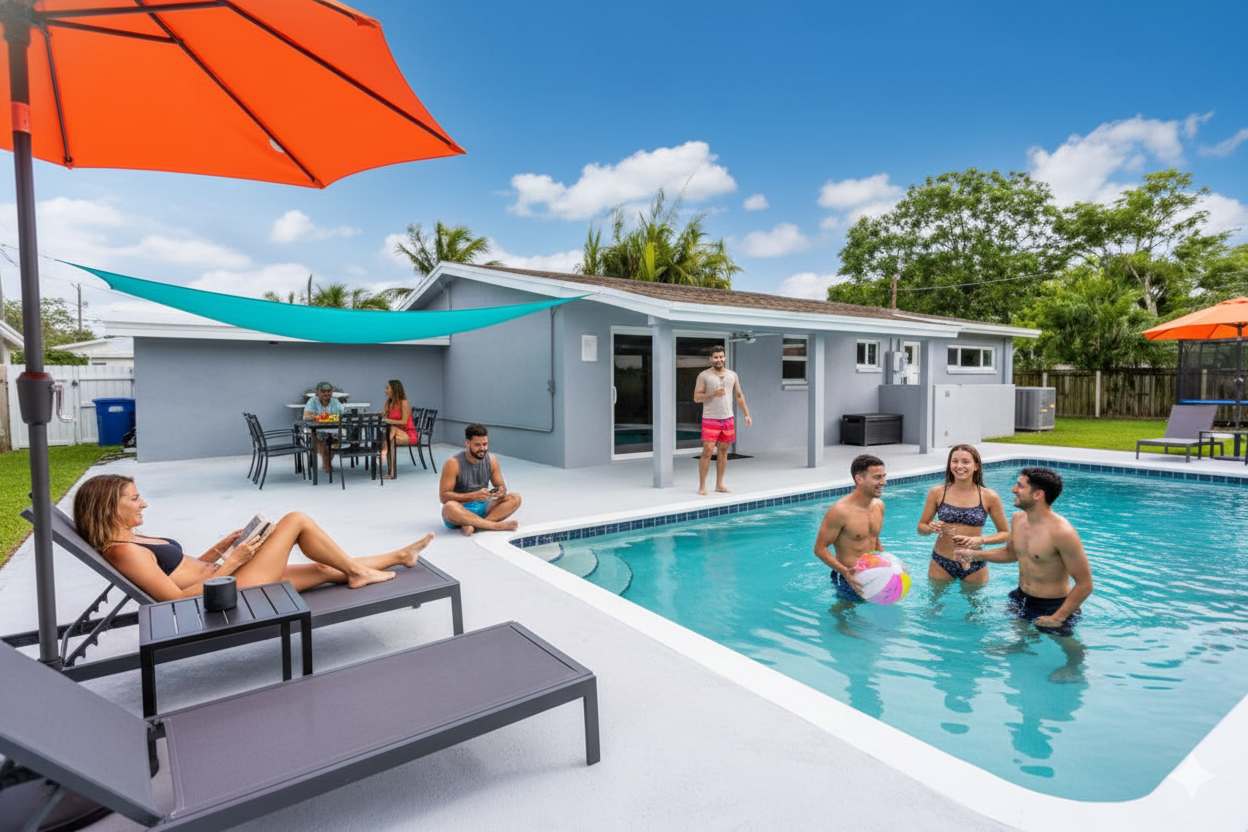 Spacious 5 BR with Large Pool, 13 min to the Ocean