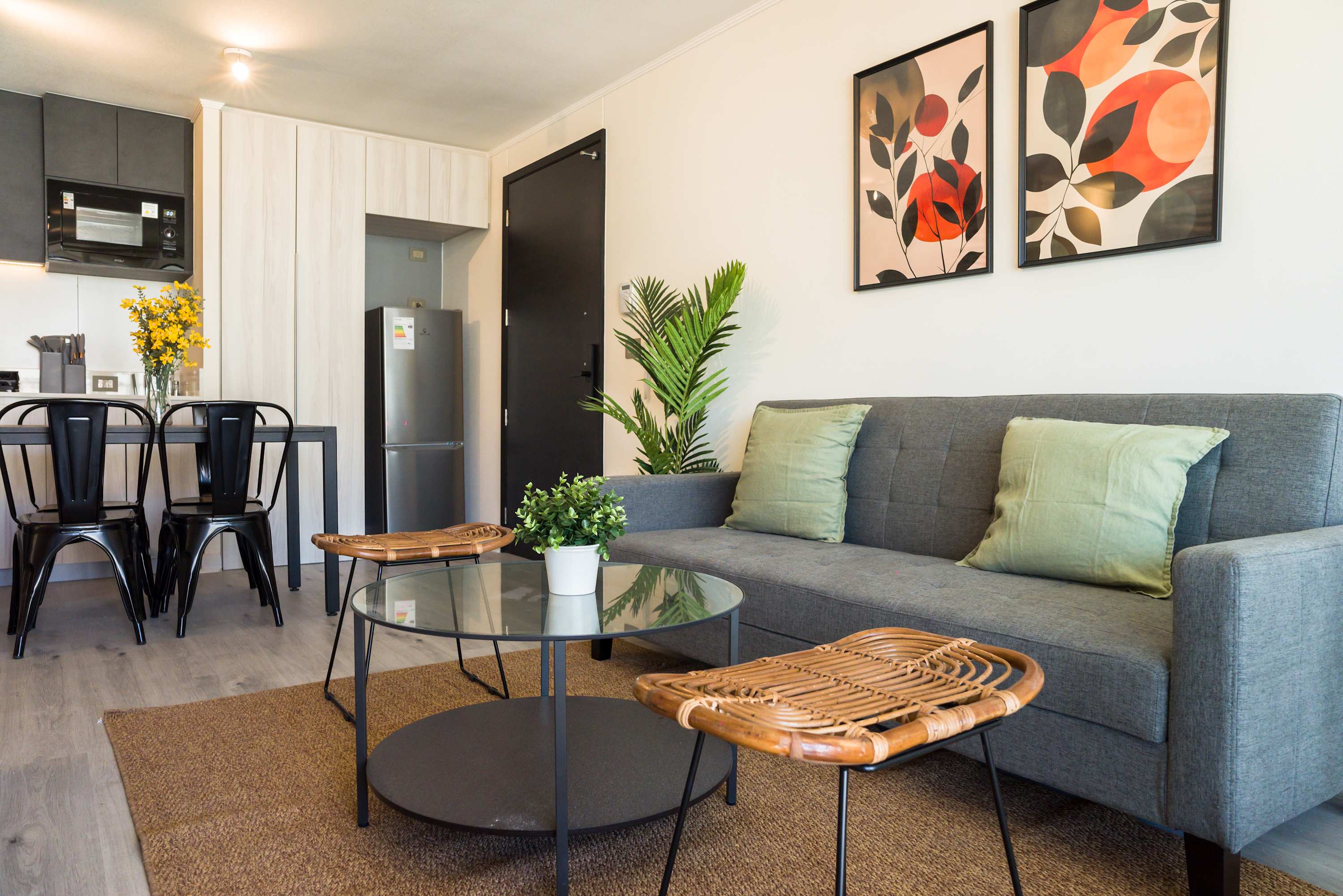 Modern living space with stylish decor, perfect for unwinding after a day in the city.
