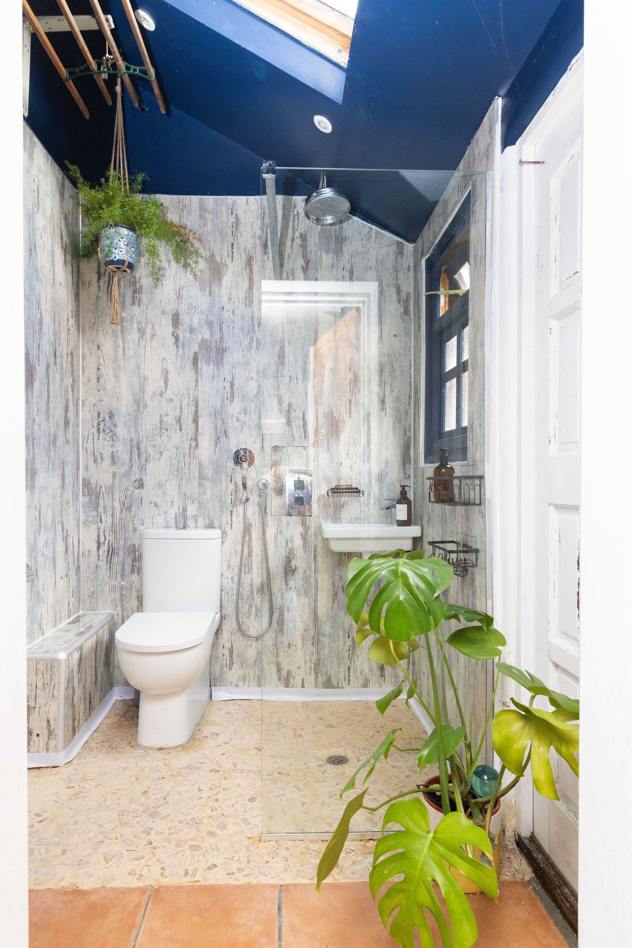 Walk in downstairs bathroom, perfect when coming in from the pool