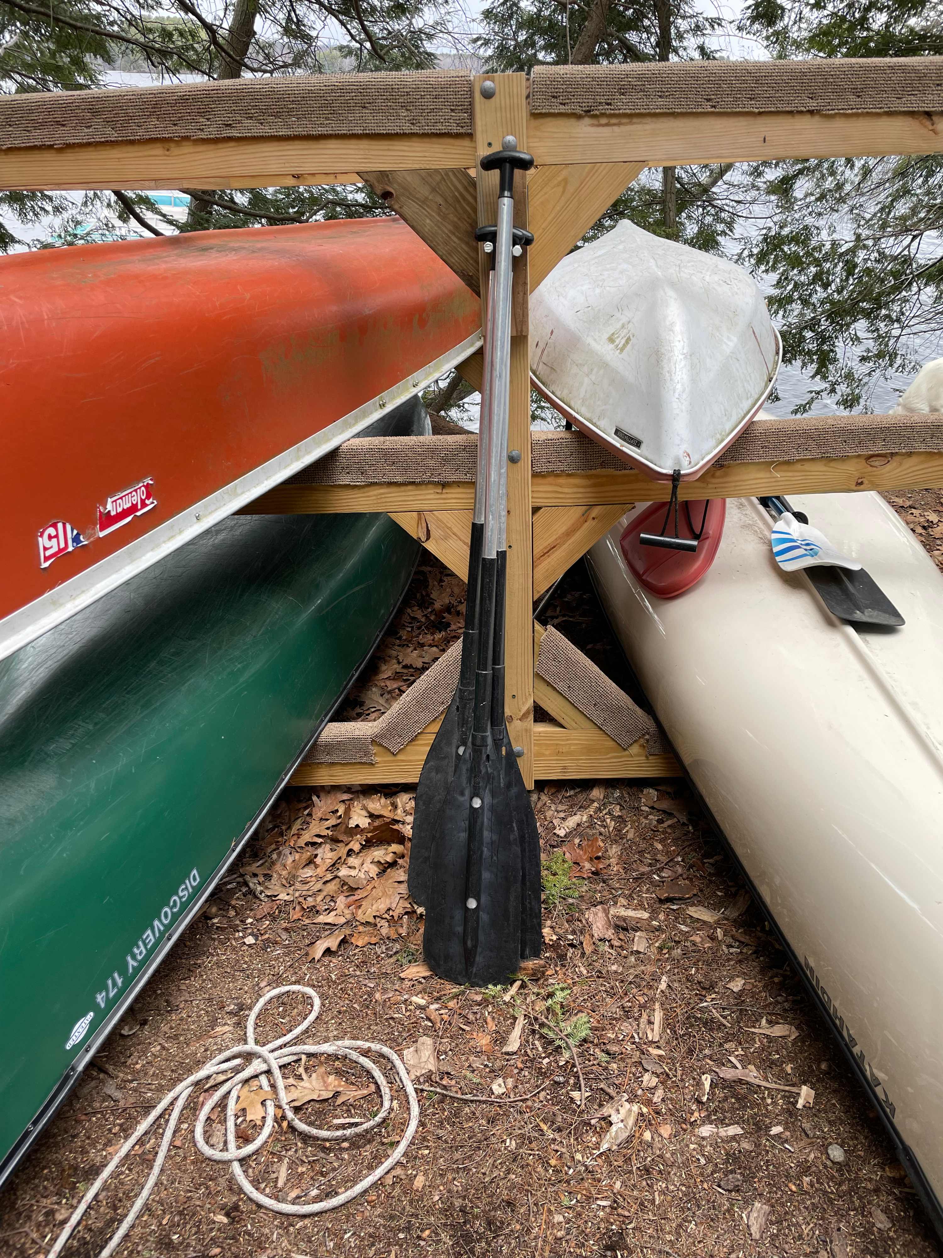 A small navy of canoes, kayaks, and SUPs are waiting!