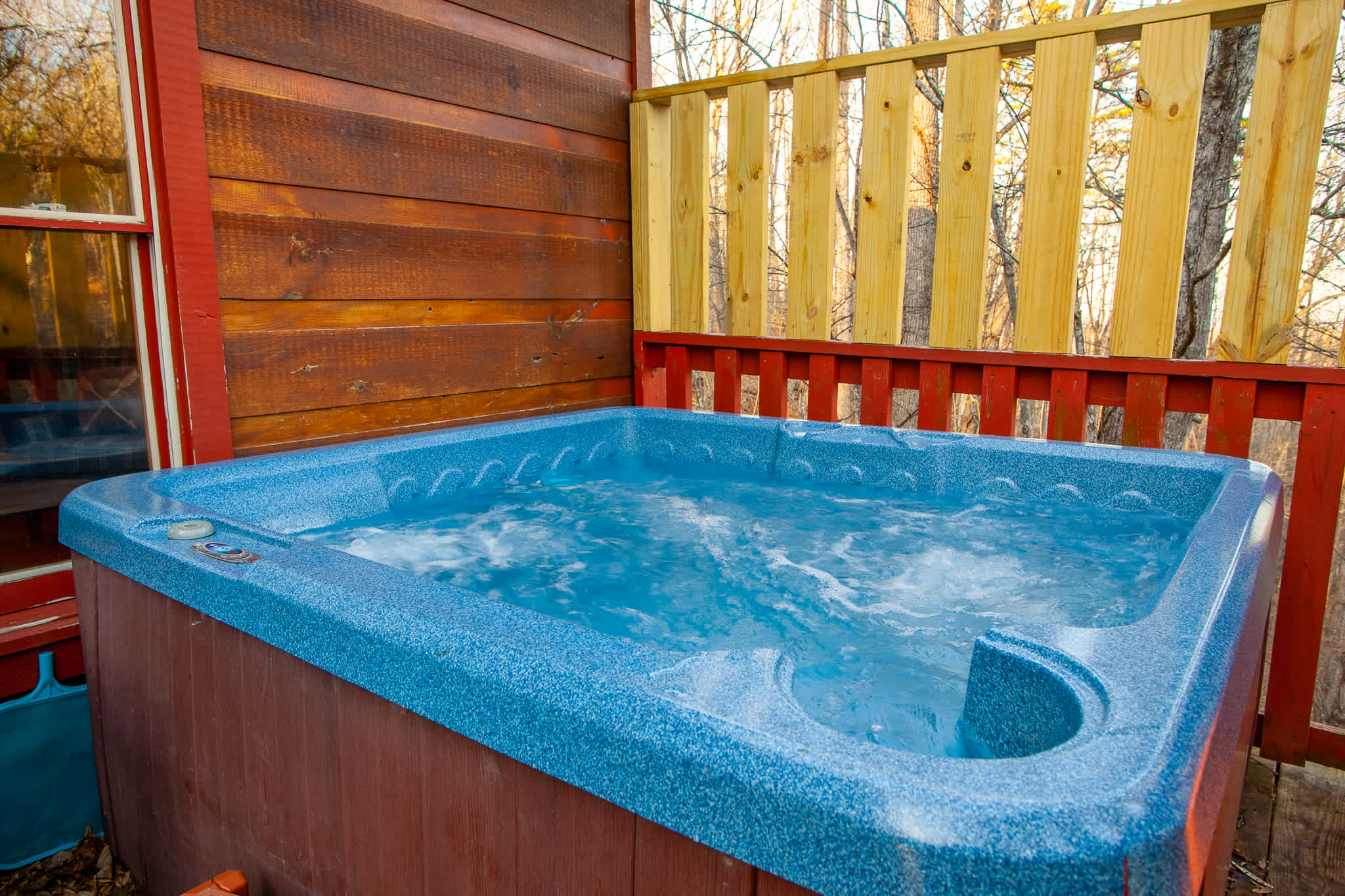 Soak your worries away in the private hot tub!