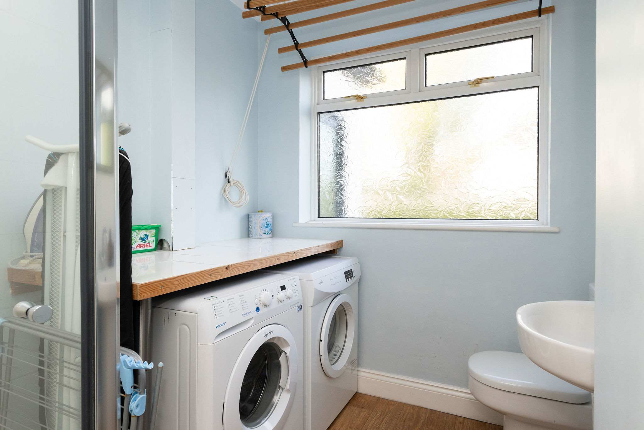 Laundry and storage space for longer stays