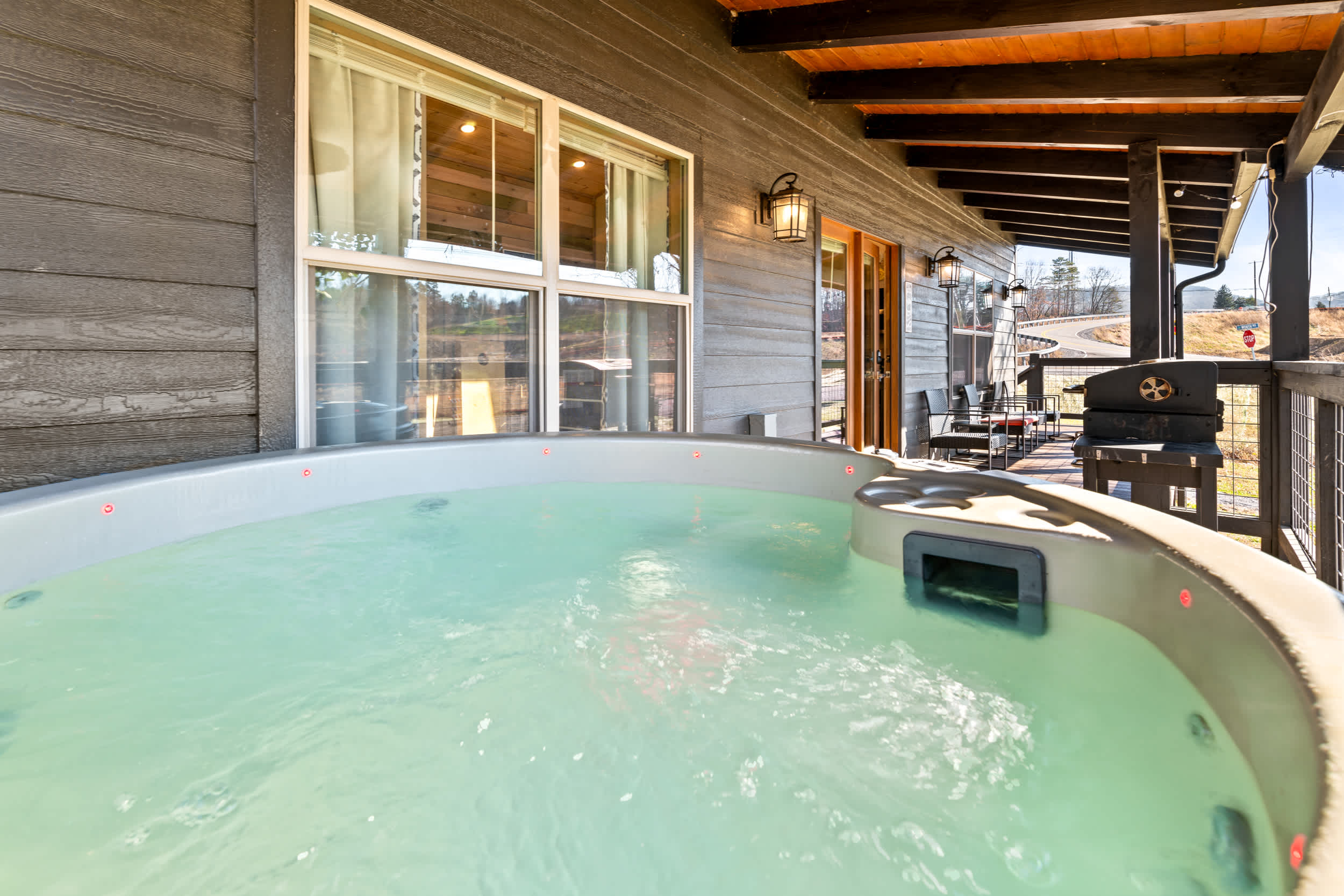 Private hot tub time—perfect after mountain trails and park adventures!