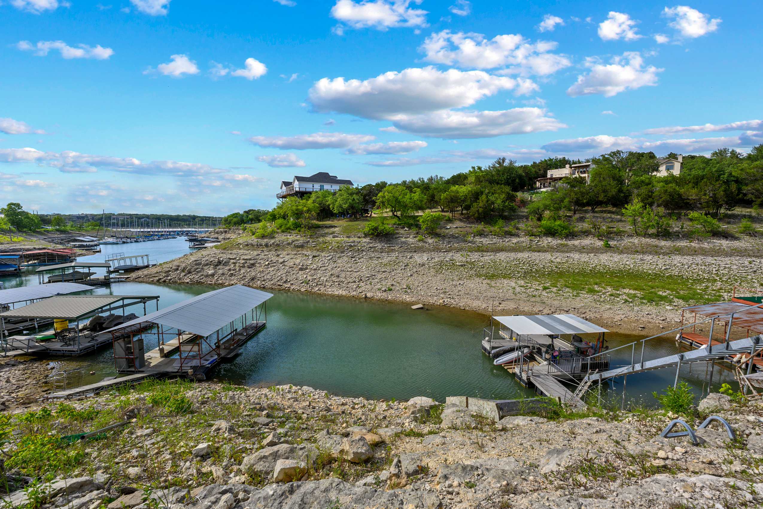 Overlooking the lake and nearby docks