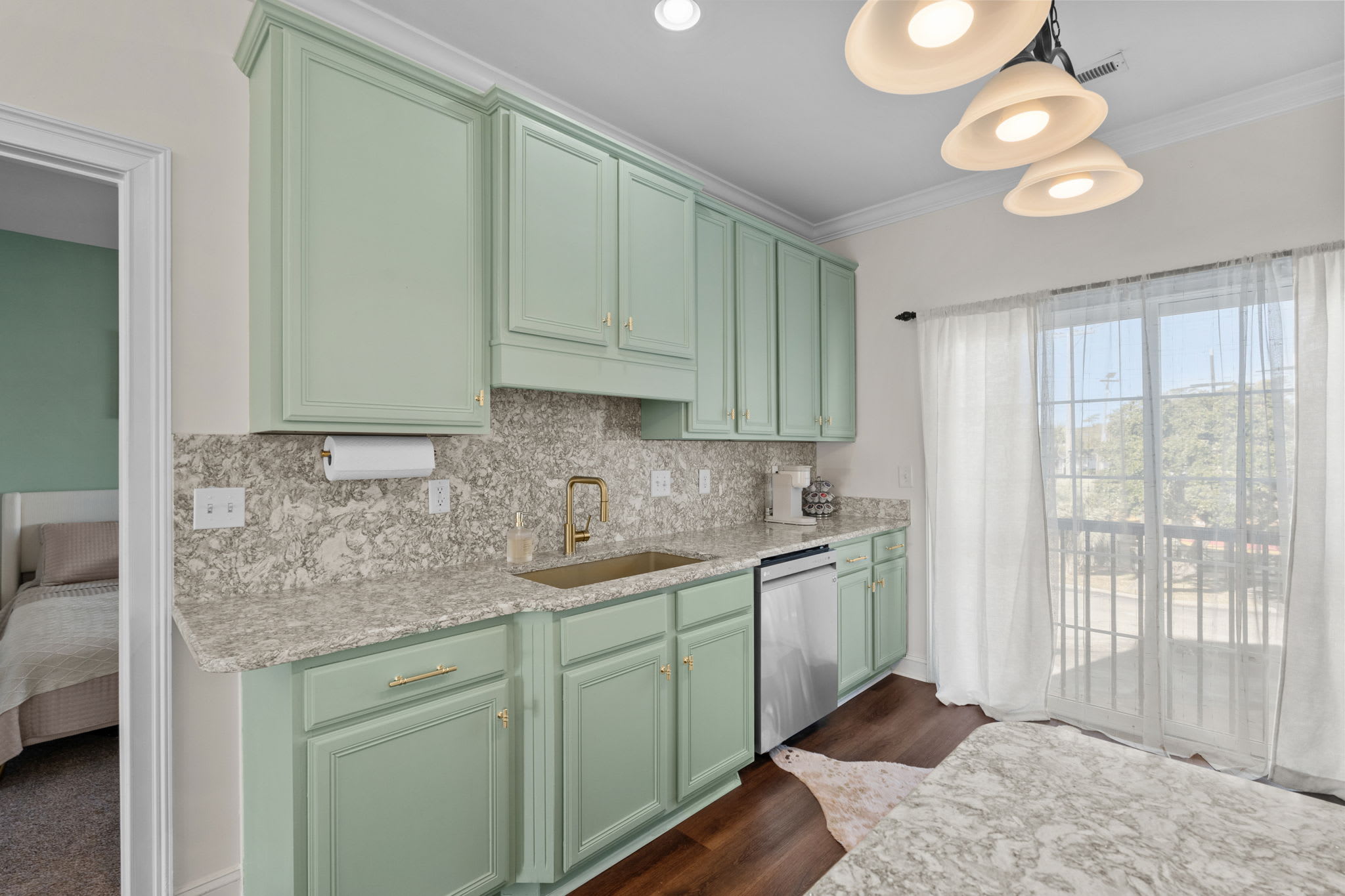 Kitchen with wooden cabinets