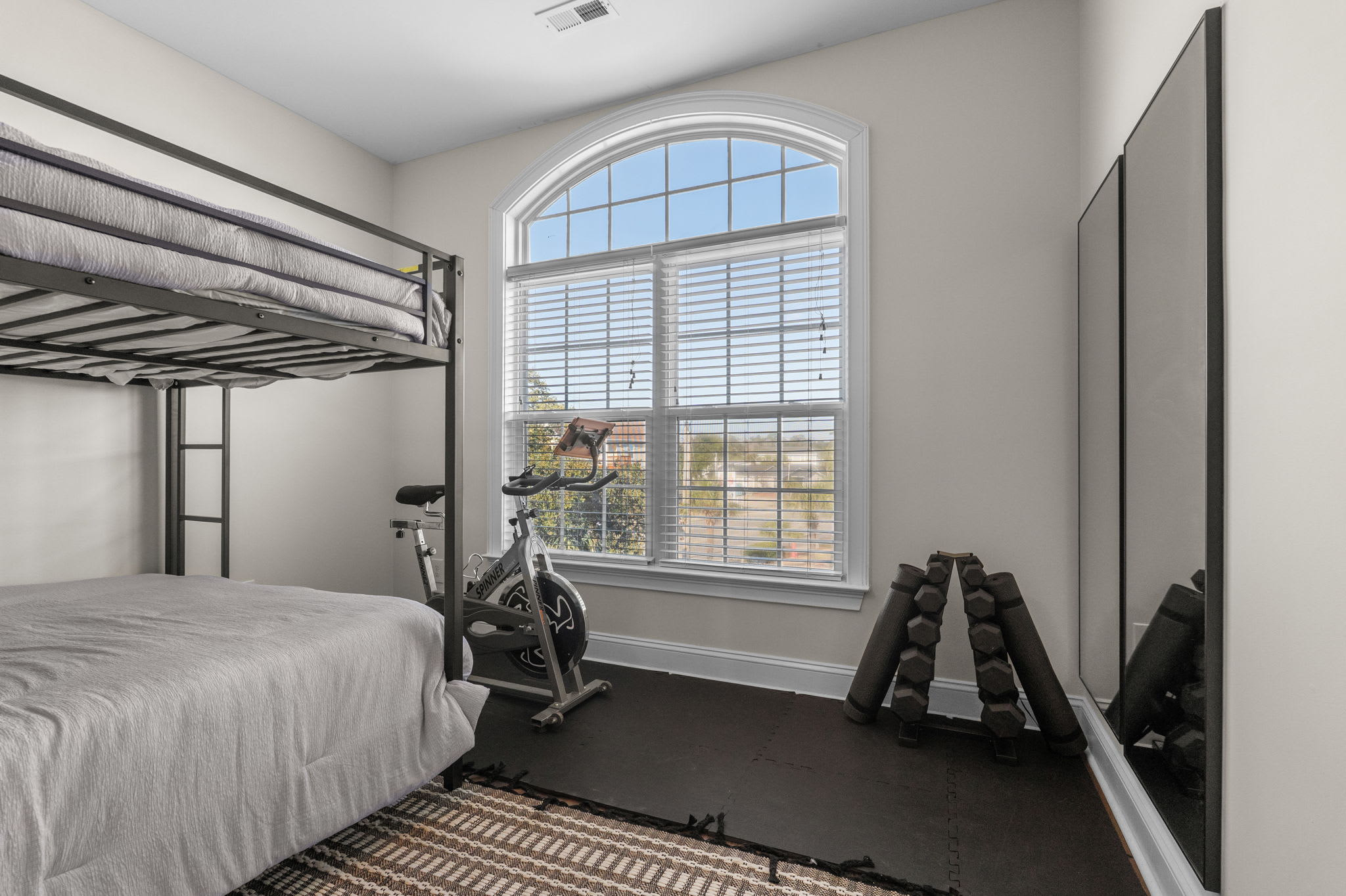 Stay active with on-site gym equipment