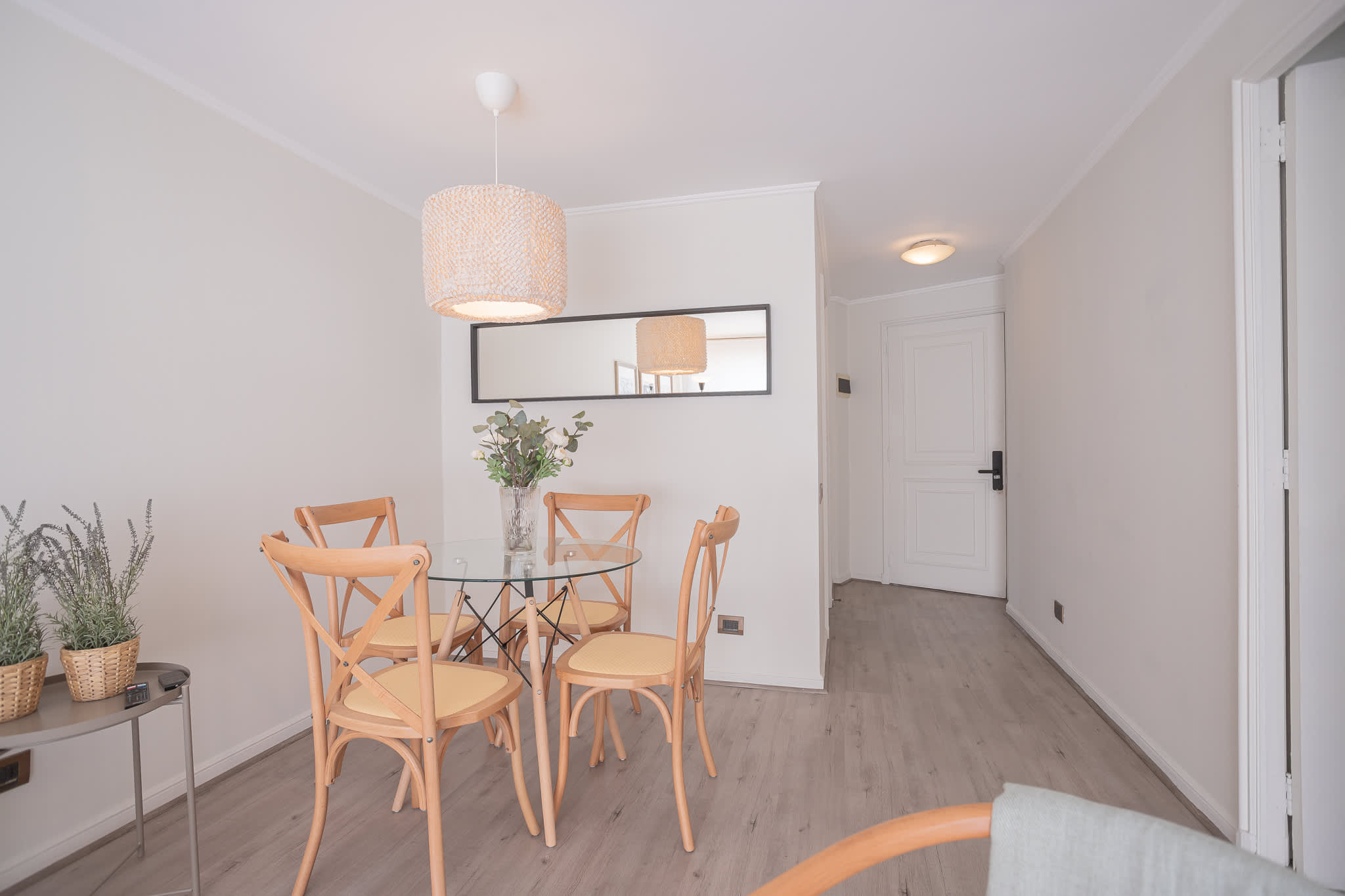 Bright dining space with elegant decor, perfect for enjoying meals in style.