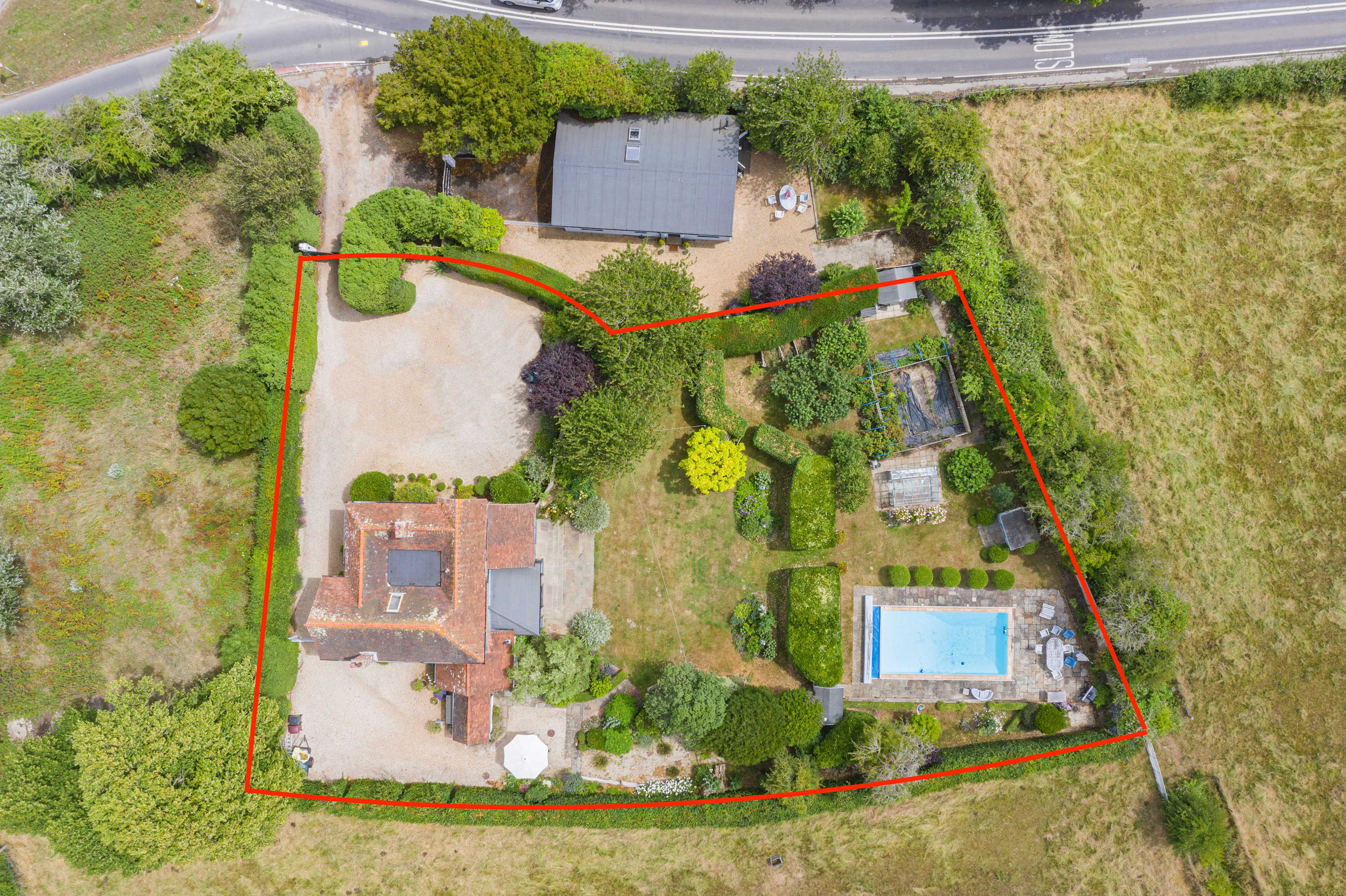 The boundary of the property. There is a separate (2 bed) annexe available. Please see listing if you would like to book both.