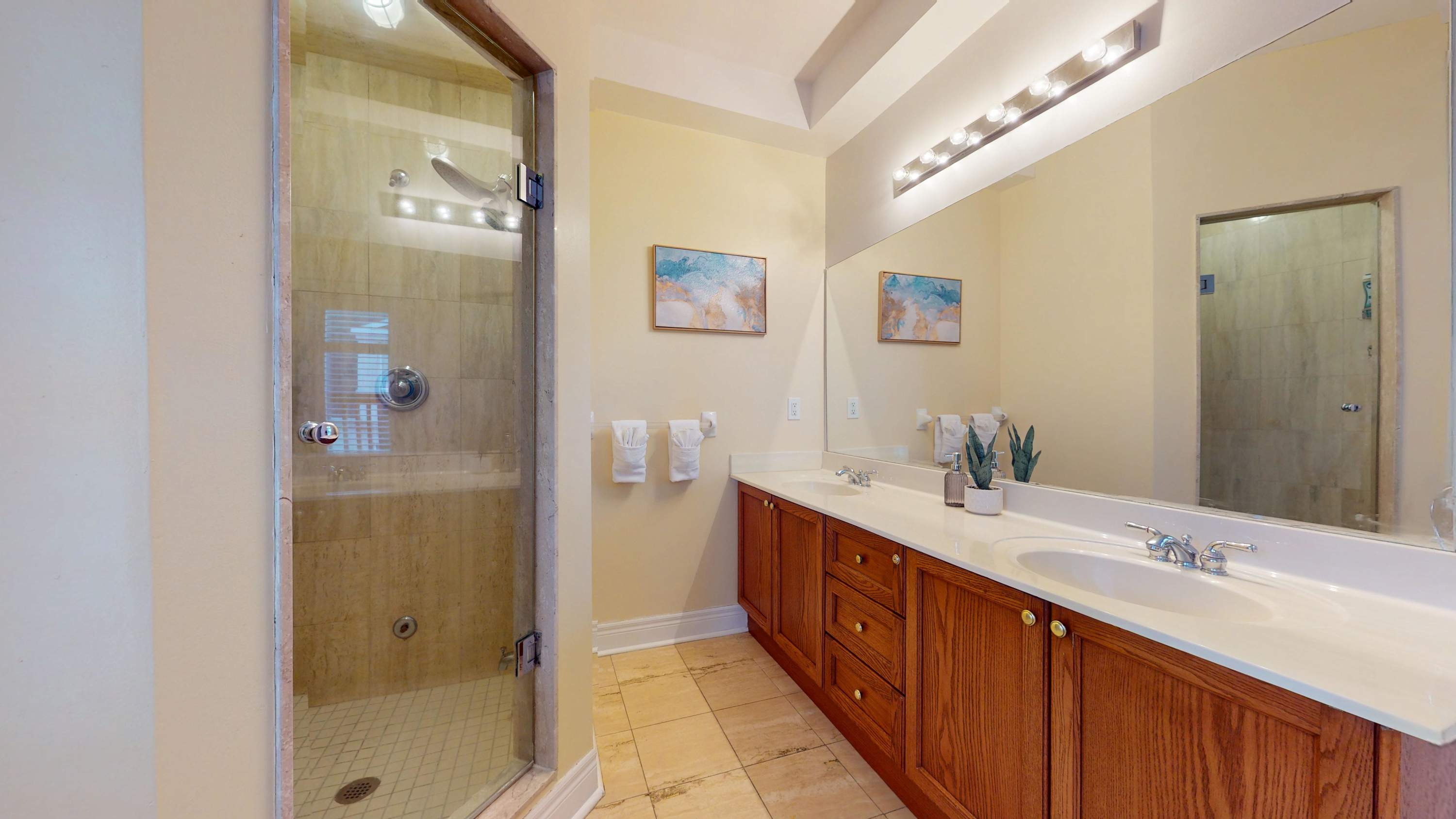 Ensuite Full Bathroom - Enjoy the convenience of a private ensuite with a full bath, shower/tub combination, and fresh towels.