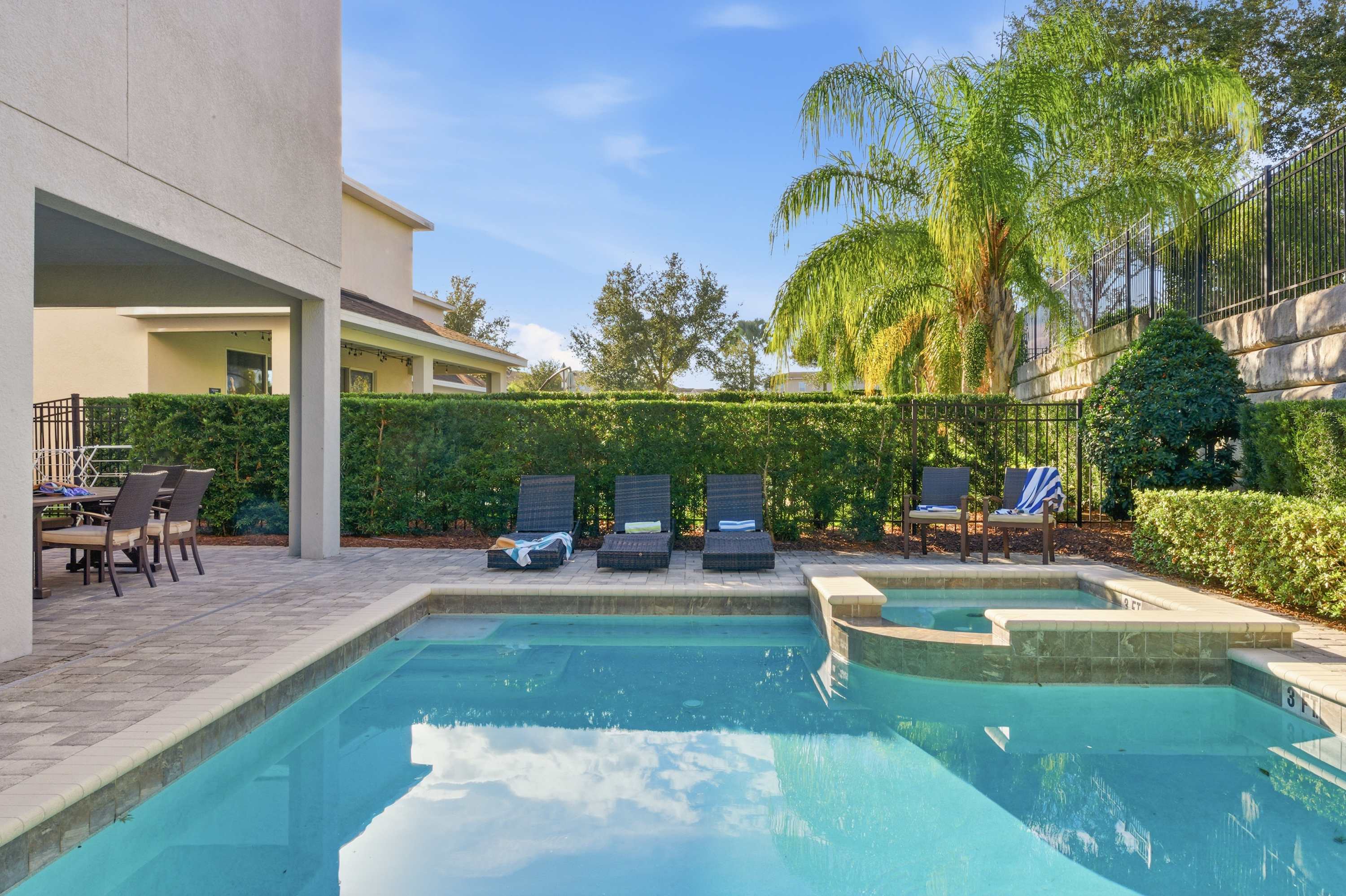 Spacious retreat w/ pool & hot tub