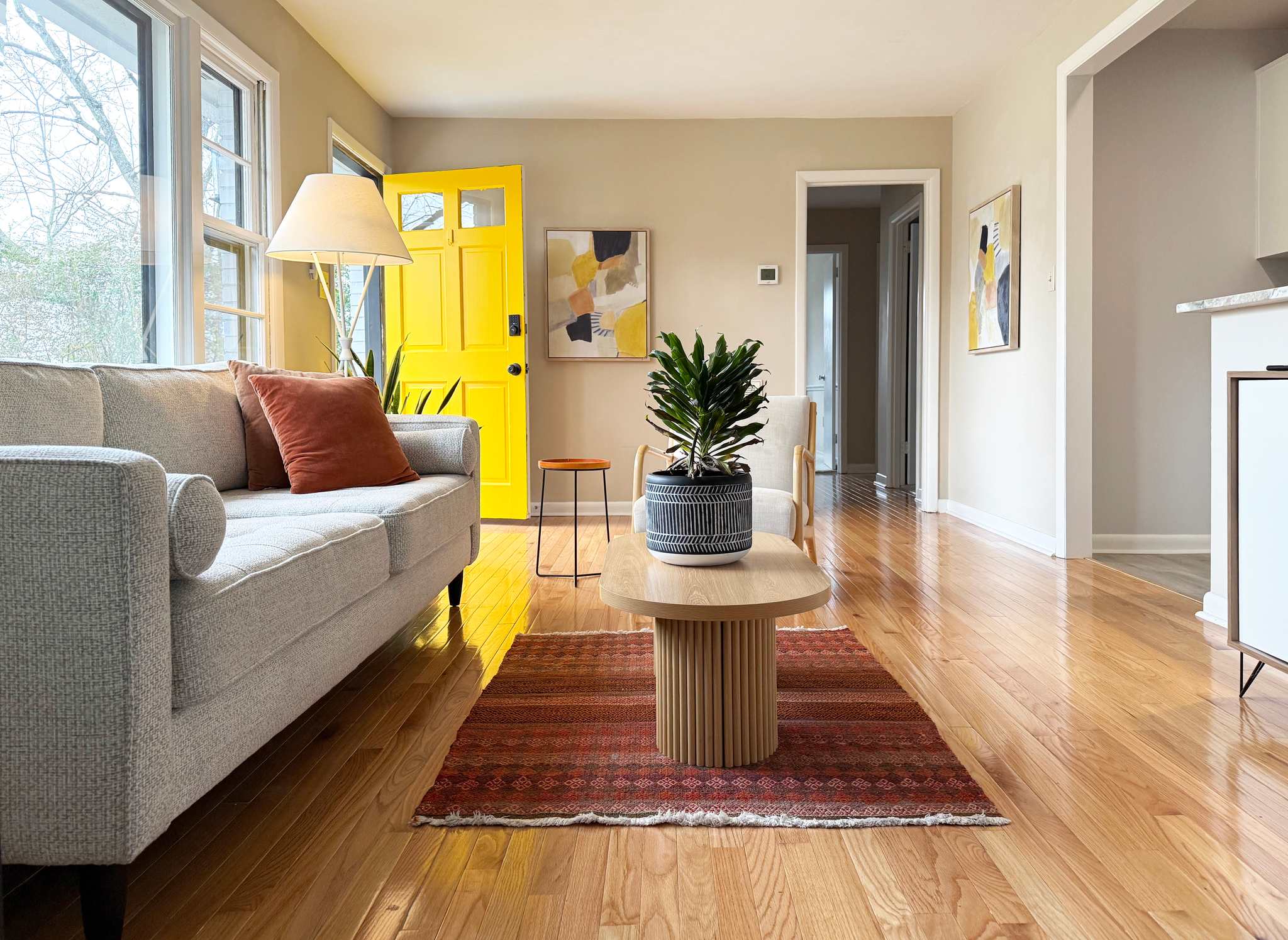 Bright living area with Smart TV 