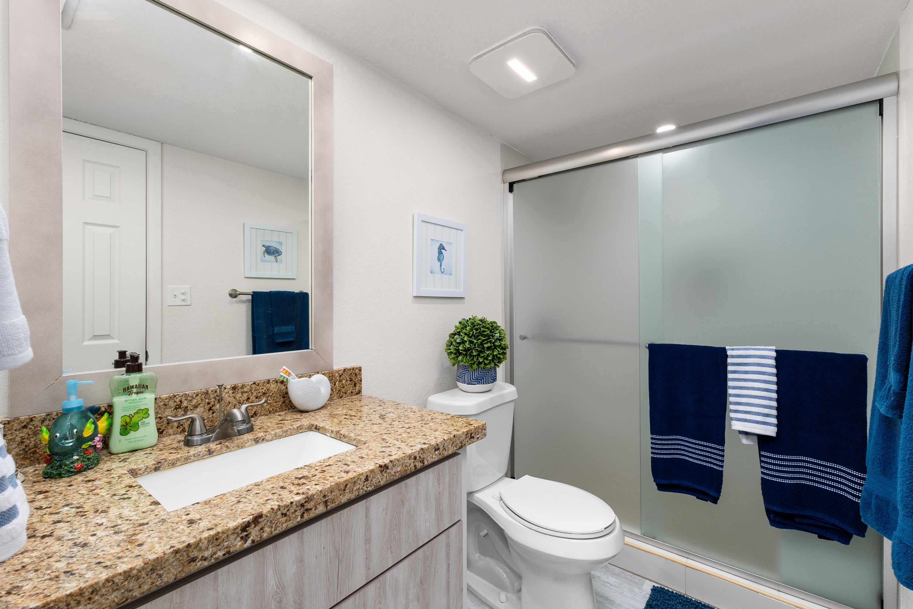 Second bathroom with walk-in shower + fresh towels