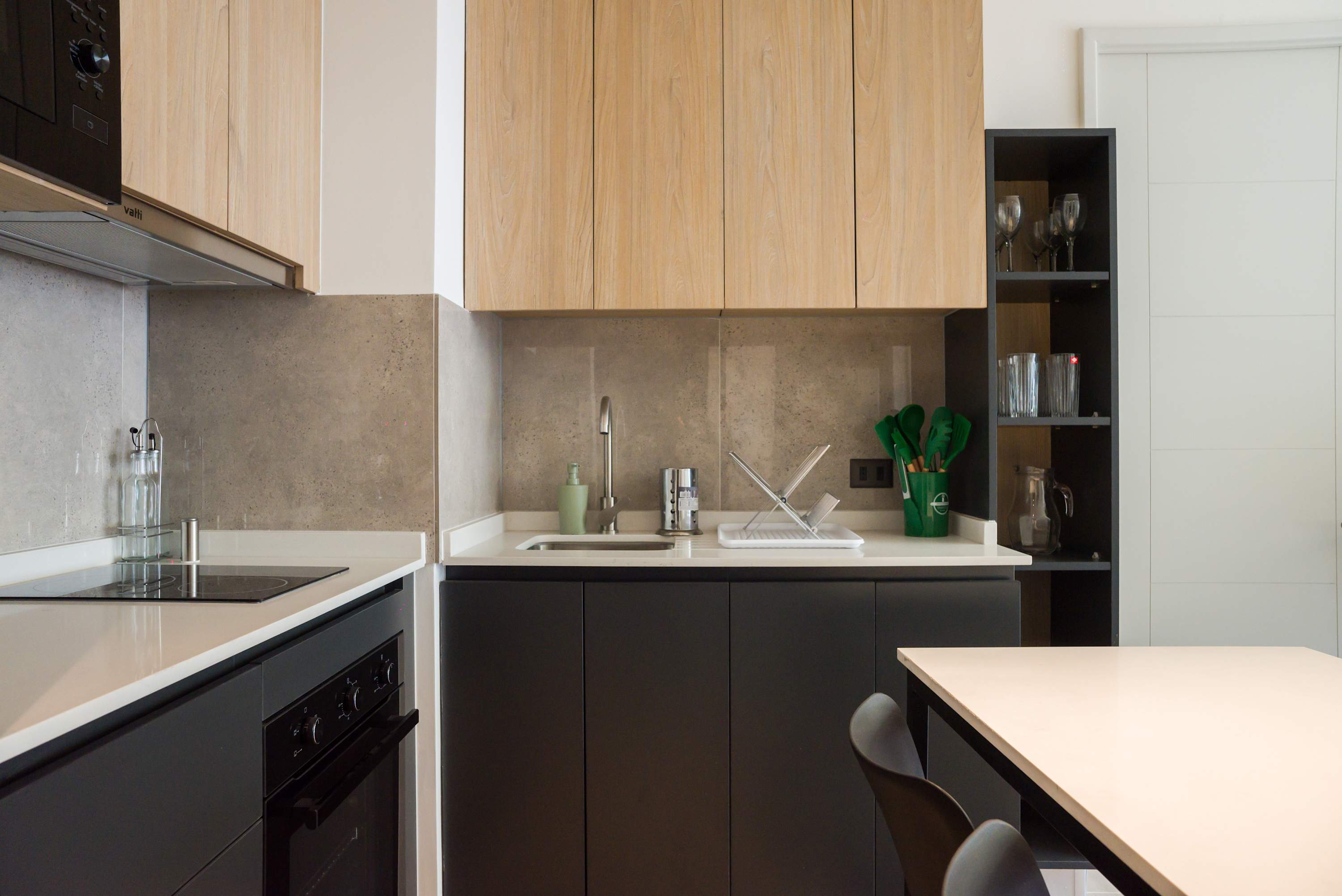 Sleek, modern kitchen with stylish cabinetry and all essentials for a comfortable stay.