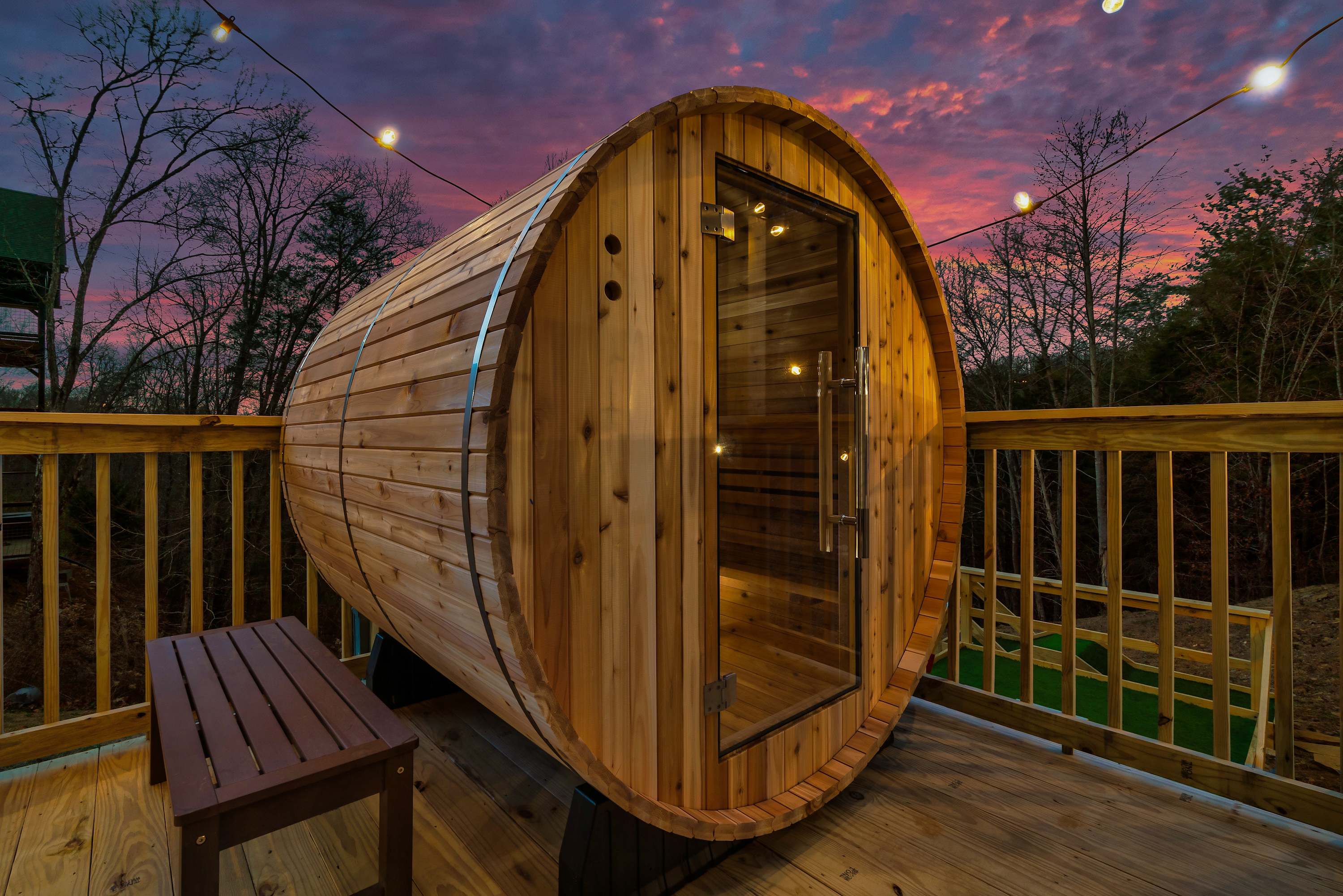 Family Cabin with Fire Pit, Sauna & Mini Golf!