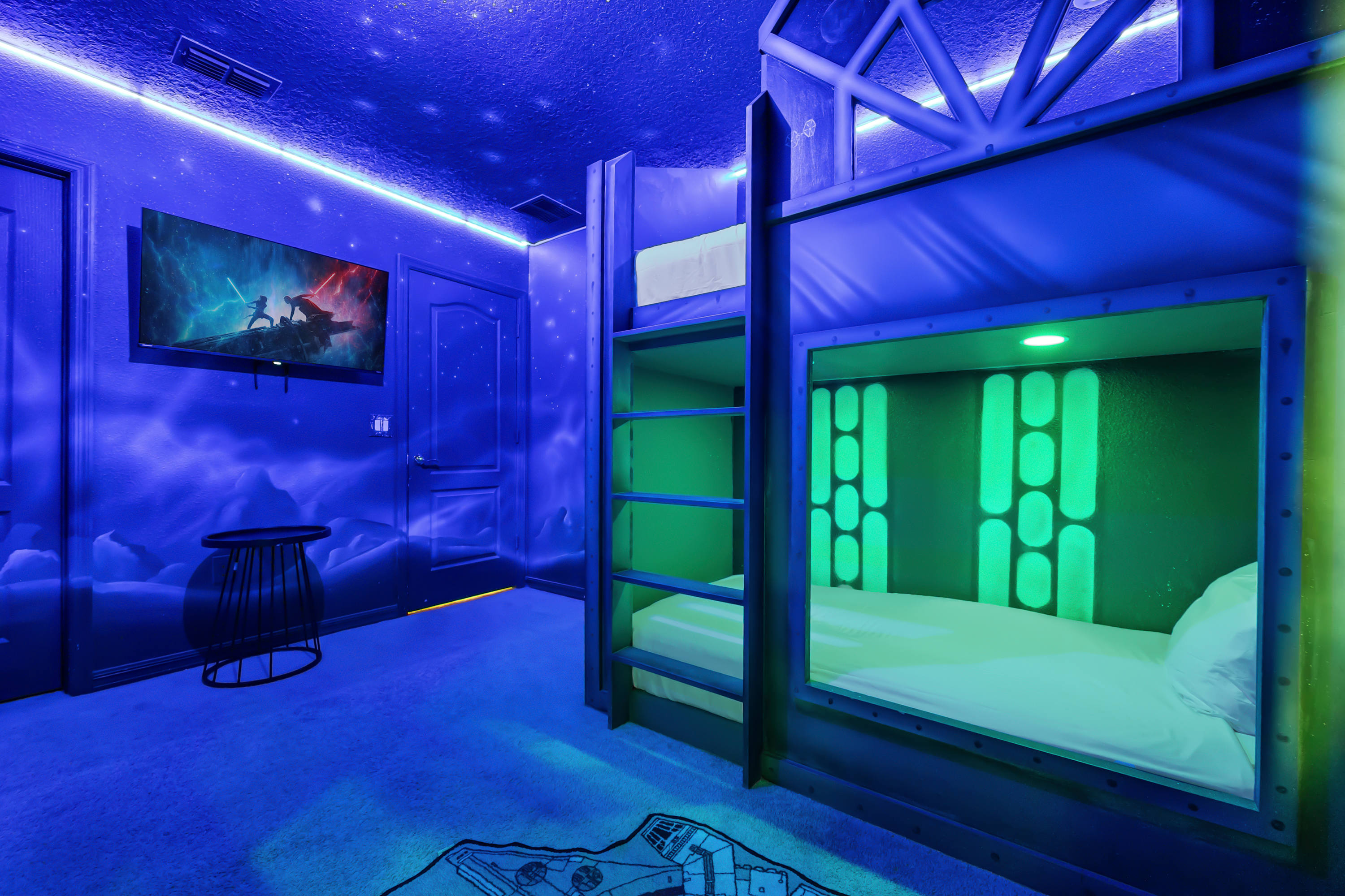 Star Wars Themed Bedroom | Each bedroom brings a beloved story to life with custom murals, themed décor, and comfy bedding. A magical space for kids (and kids-at-heart) to dream big.