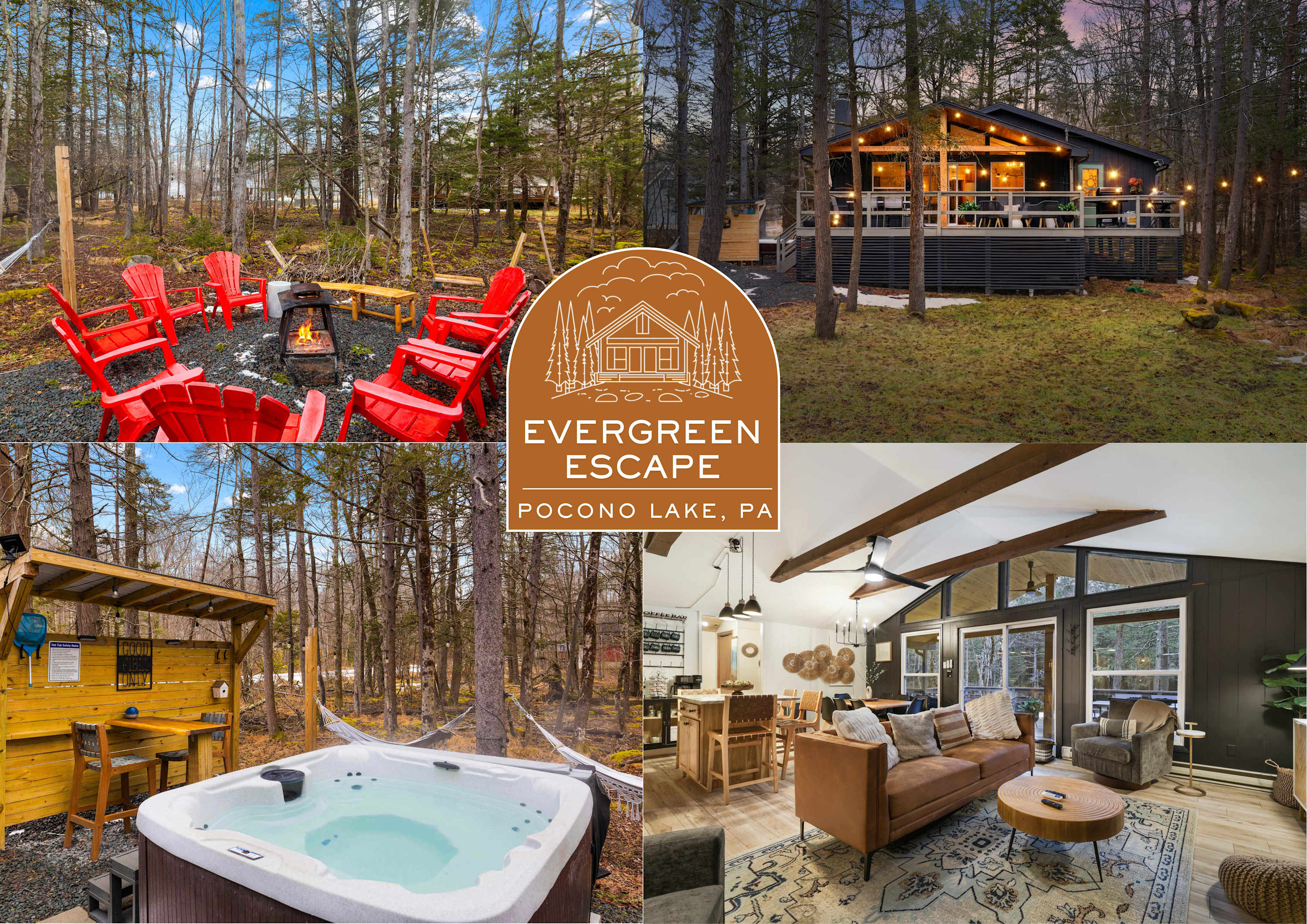 Evergreen Escape | Hot Tub, Firepit | Lake Access  — Pocono Lake, PA — vacation rental