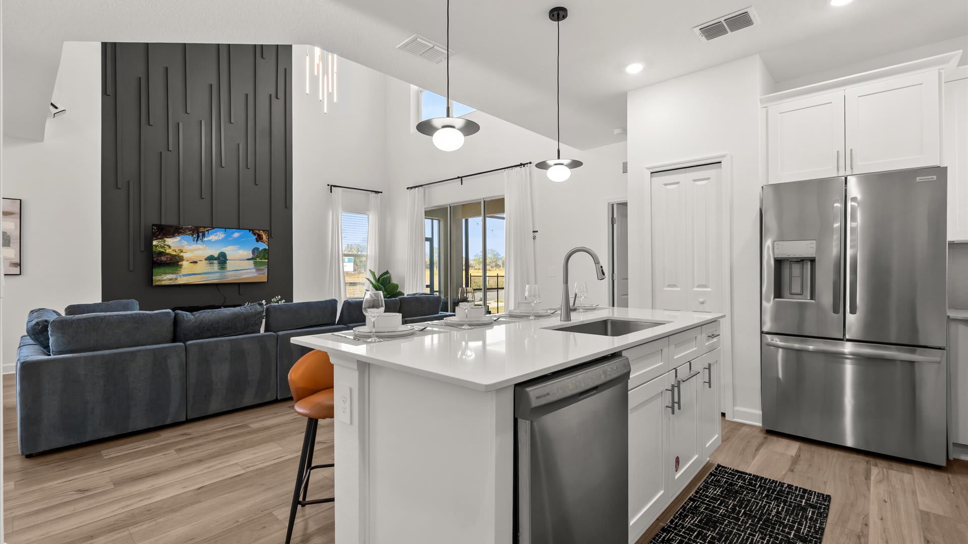 Kitchen with living area views – Stay connected while cooking