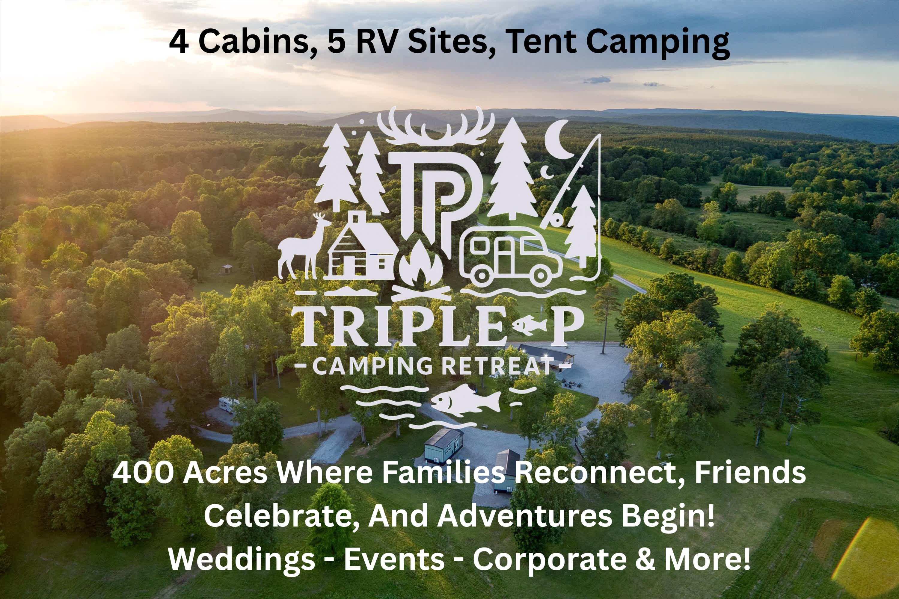 120-Acre Private Retreat Events Cabins | RV Hookups — Spencer, TN — vacation rental