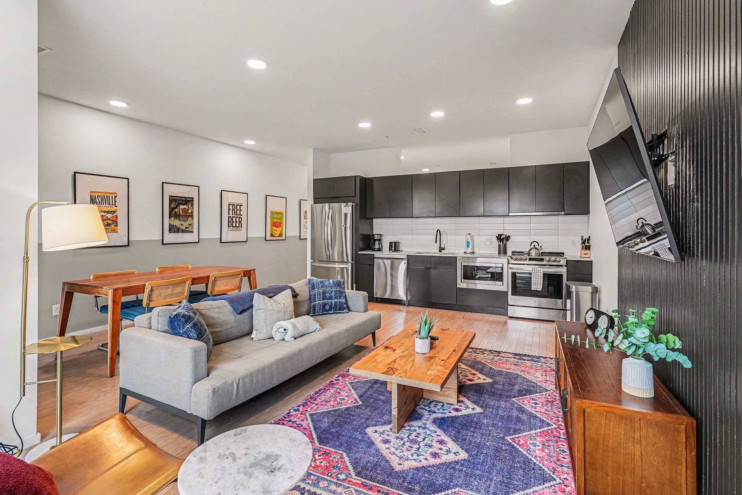 Curl up on the full sleeper sofa & stream your favorites on the smart TV