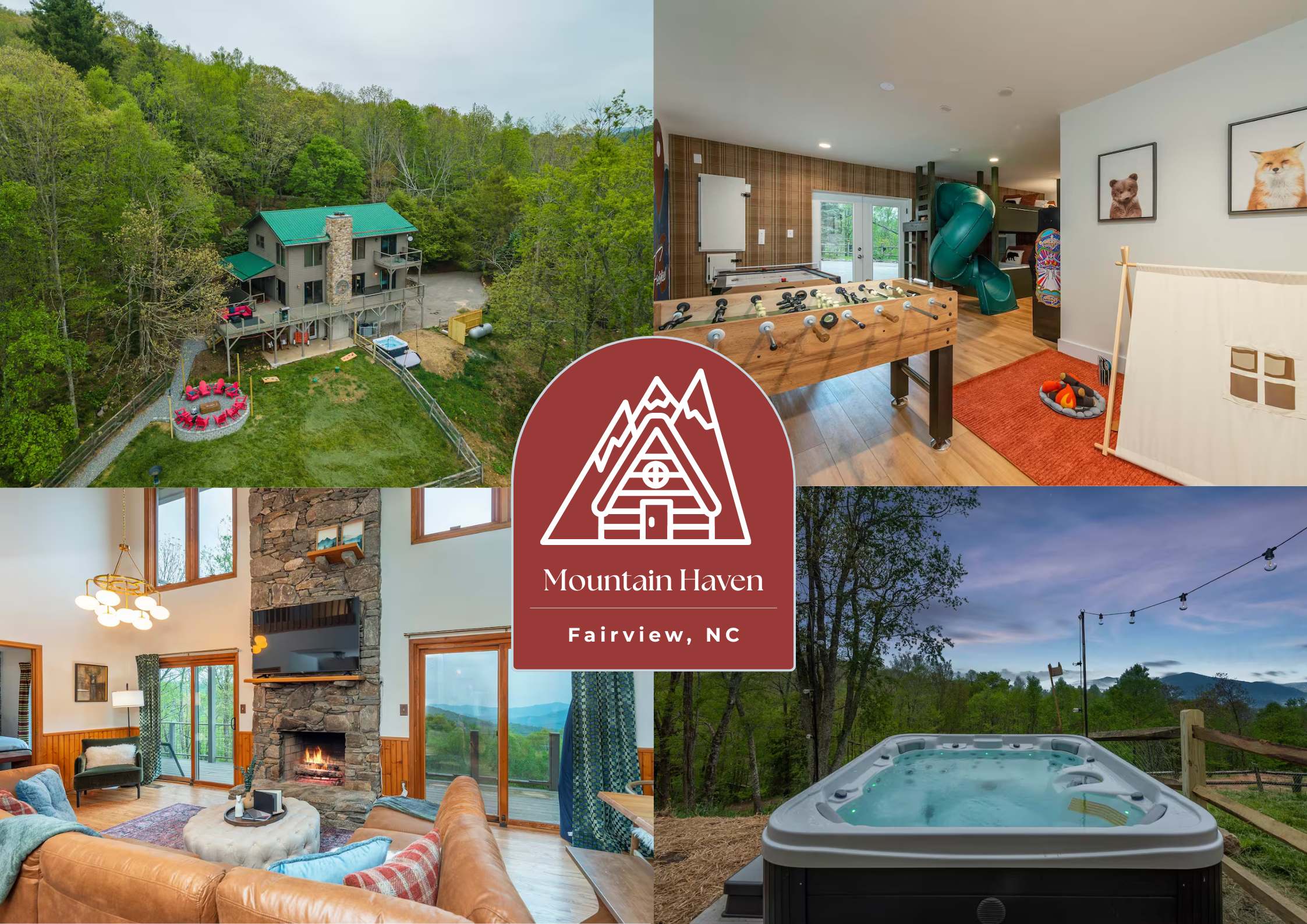 Sleeps 20! Hot Tub~Outdoor Theater~Fire Pit~Games — Fairview, NC — vacation rental