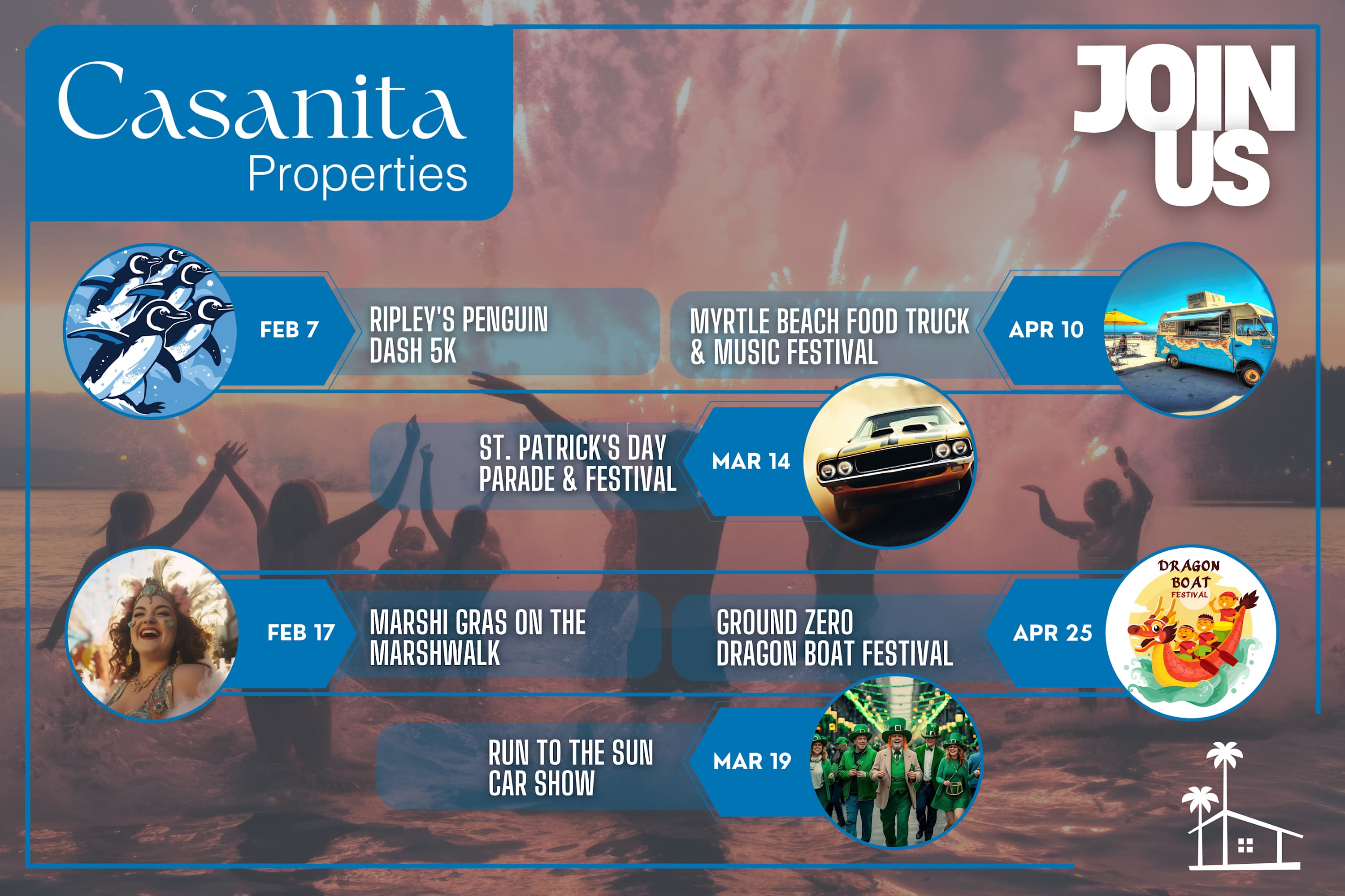 The next three months are packed with can’t-miss festivals, parades, races, and coastal celebrations—exactly the kind of trips guests remember. 