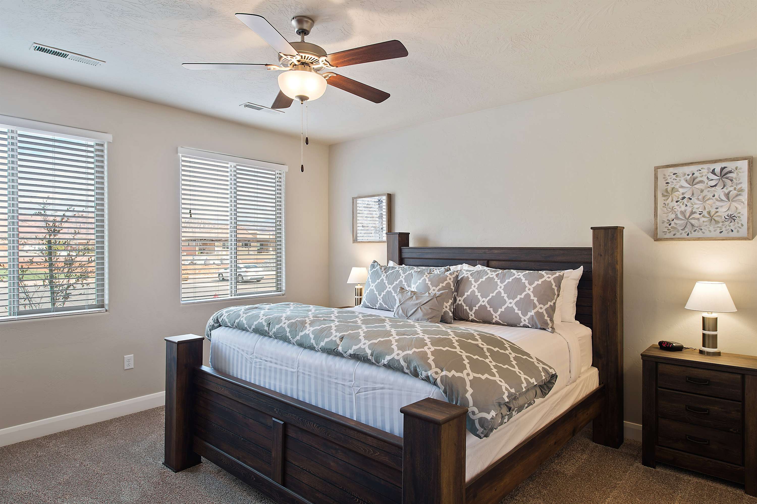 Master bedroom on main level with king bed