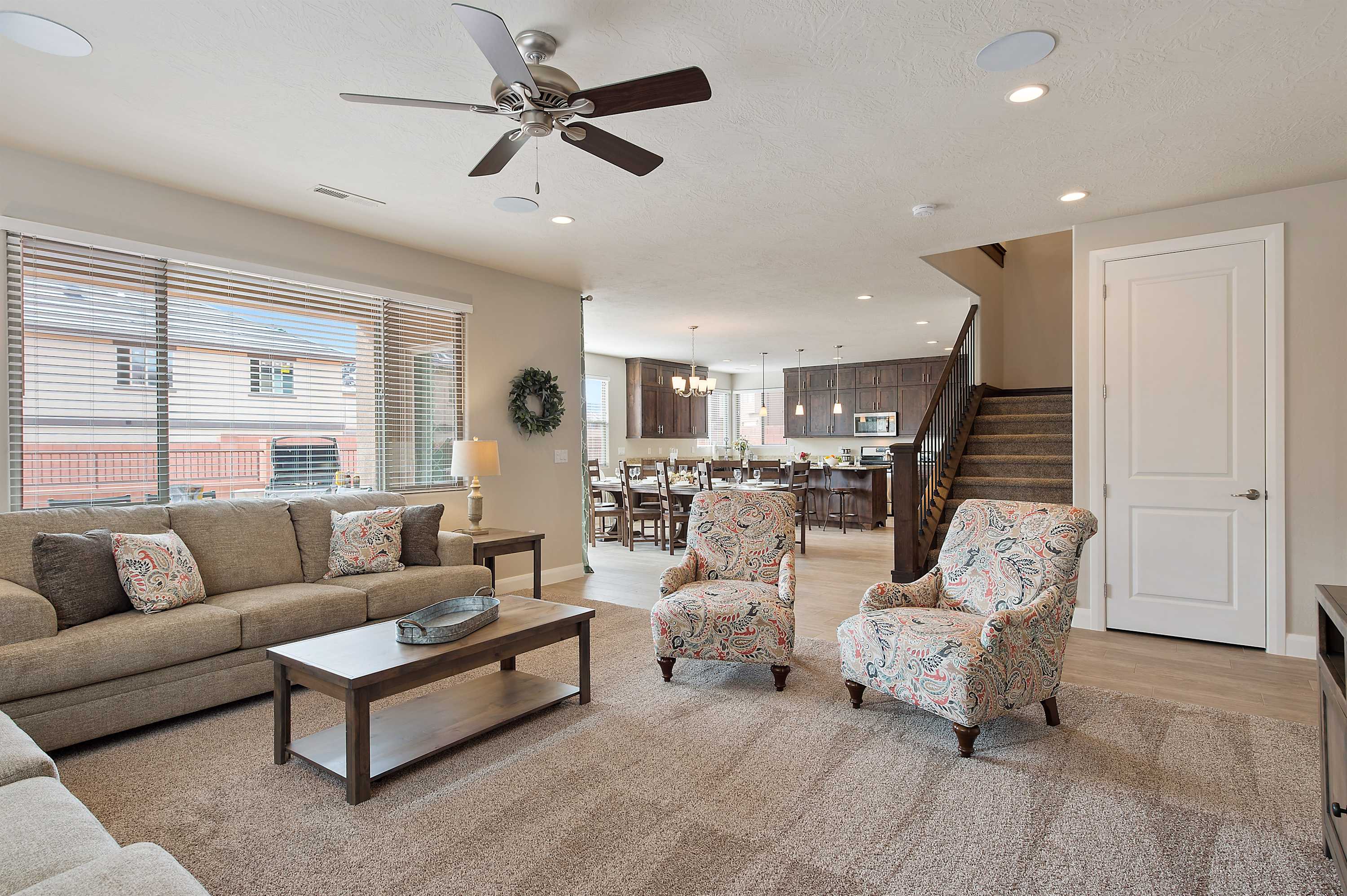 Gorgeous home with open layout family room and kitchen
