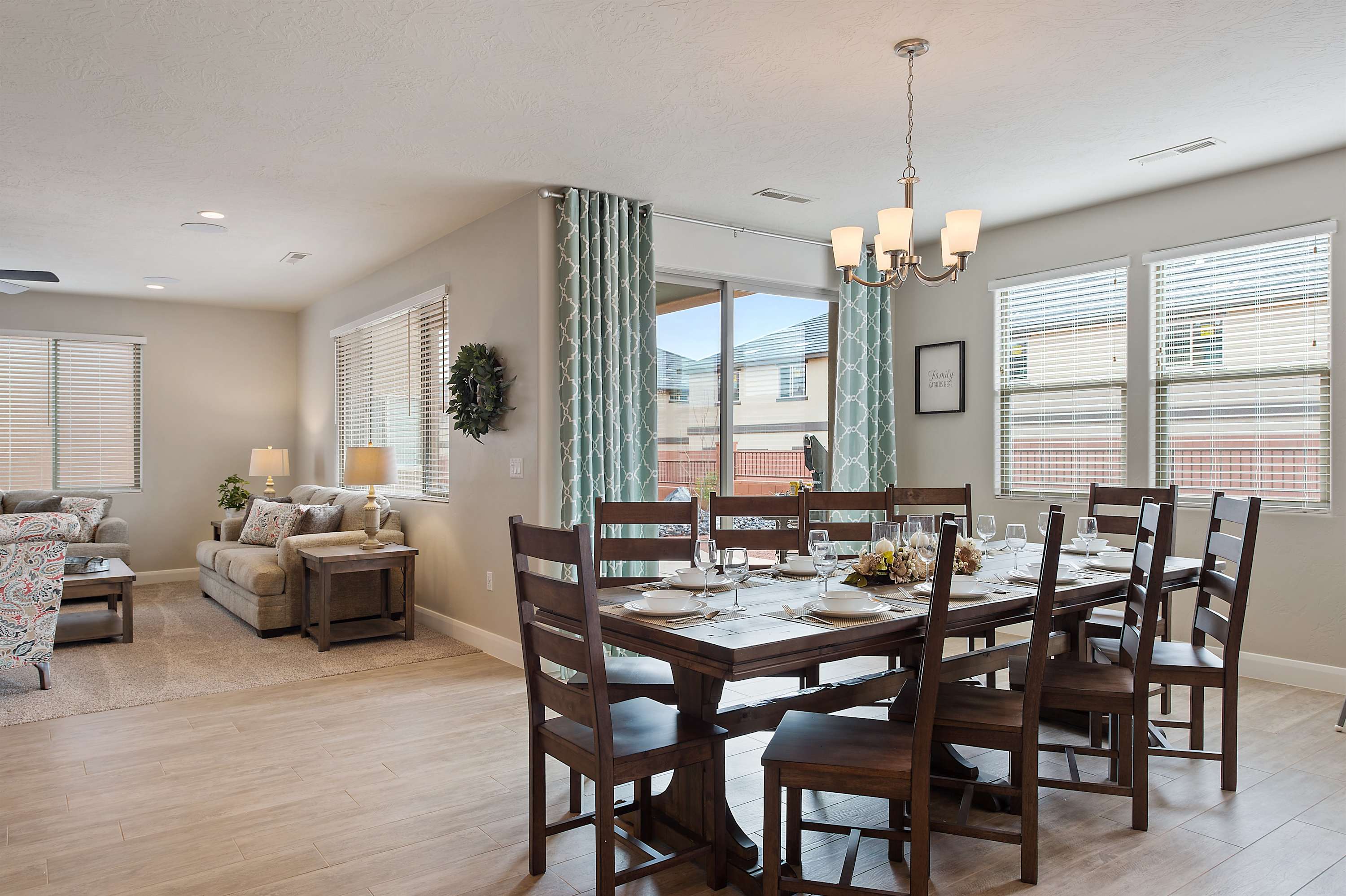 Beautiful open kitchen with large dining table for 10
