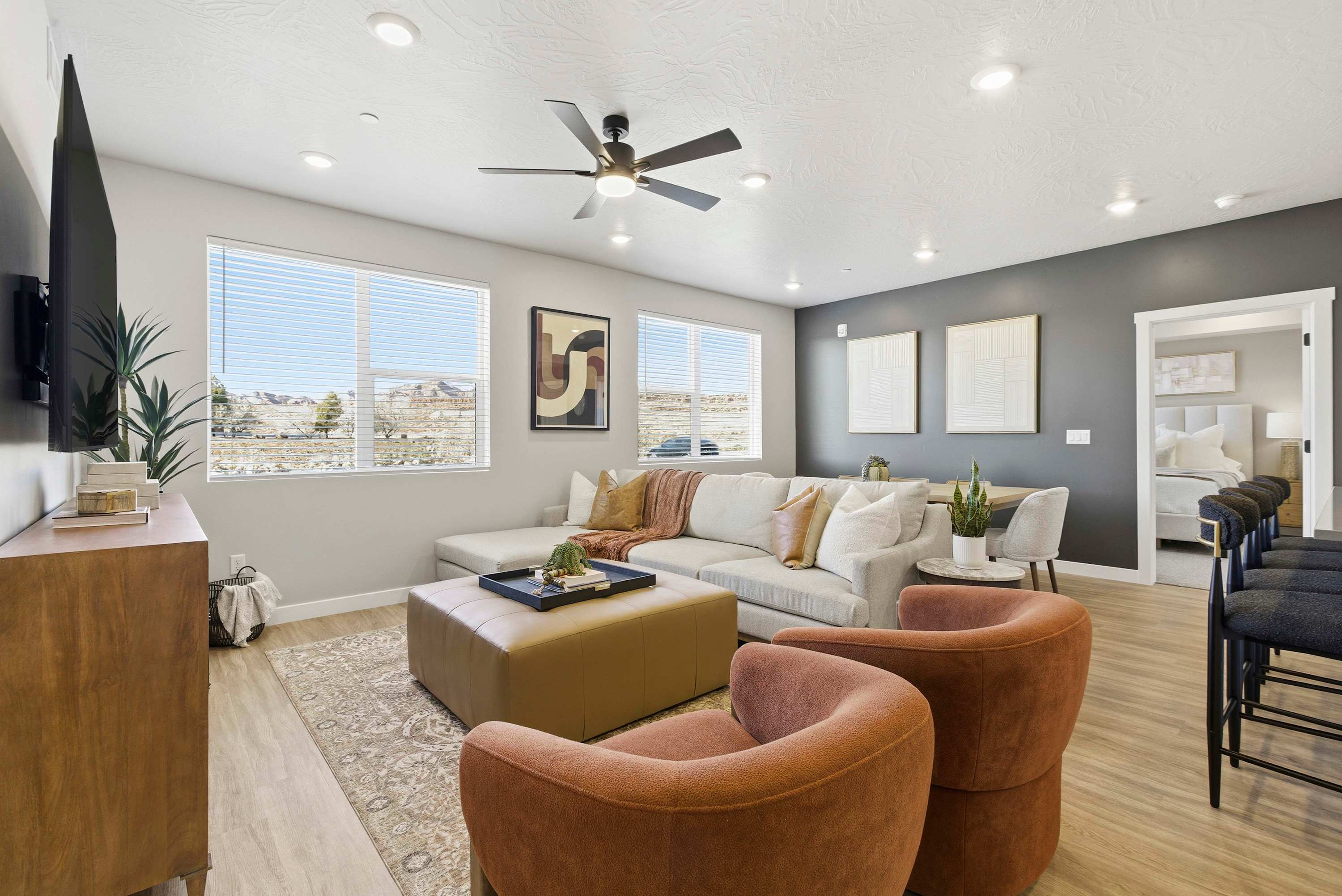 Cozy living space with Smart TV