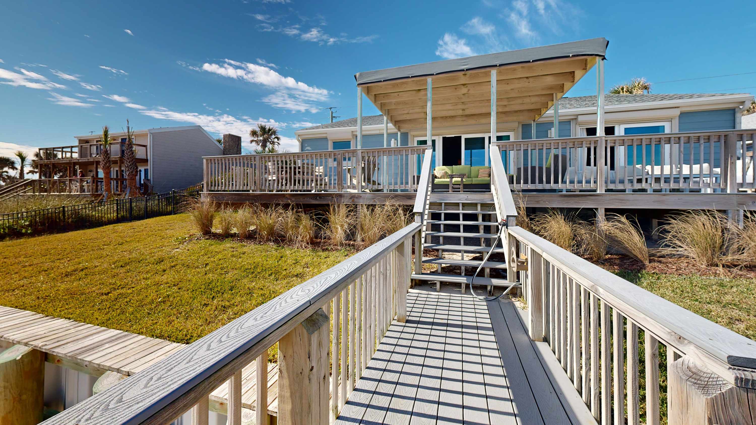 Beachfront 3BR with Pergola Deck and Beach Steps