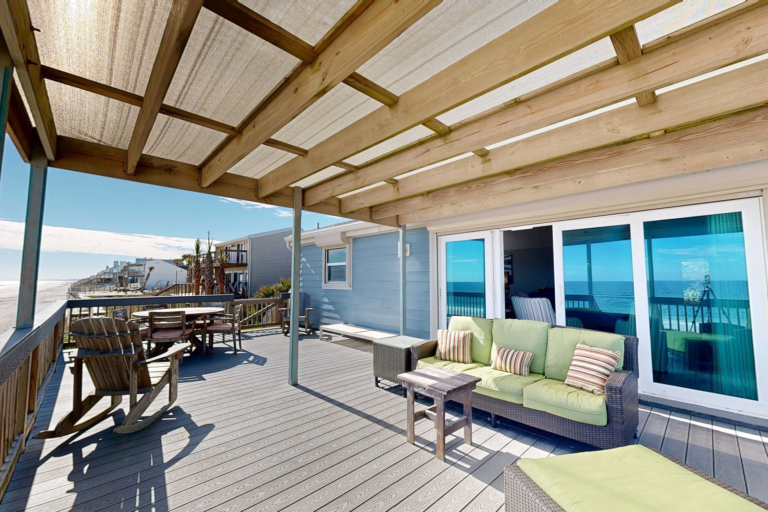 Beachfront 3BR with Pergola Deck and Beach Steps
