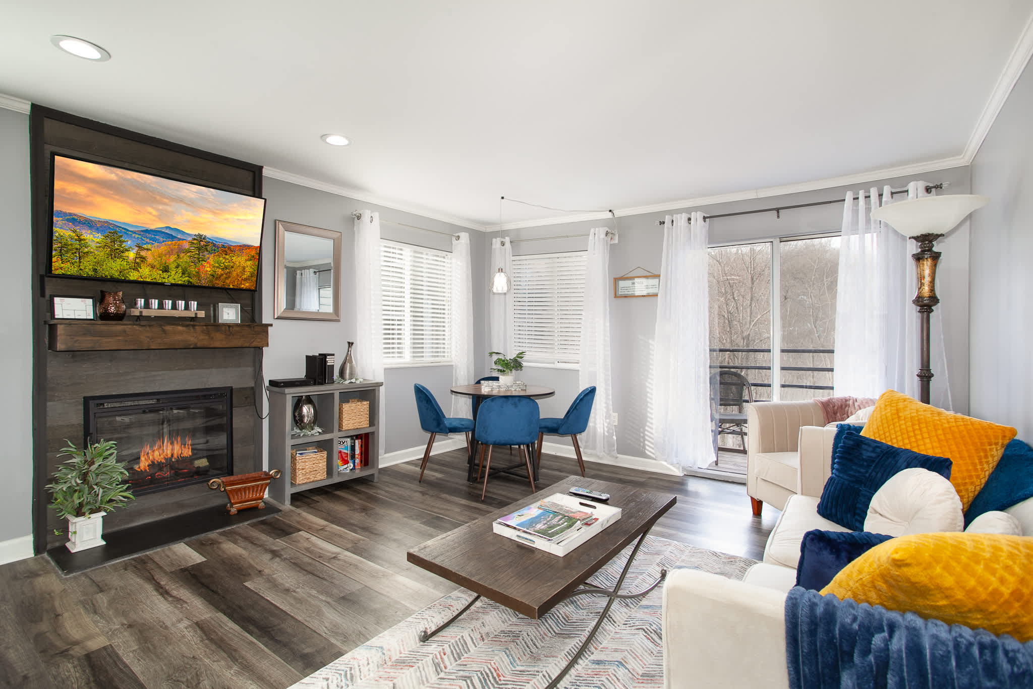 Fireplace and smart TV for cozy evenings