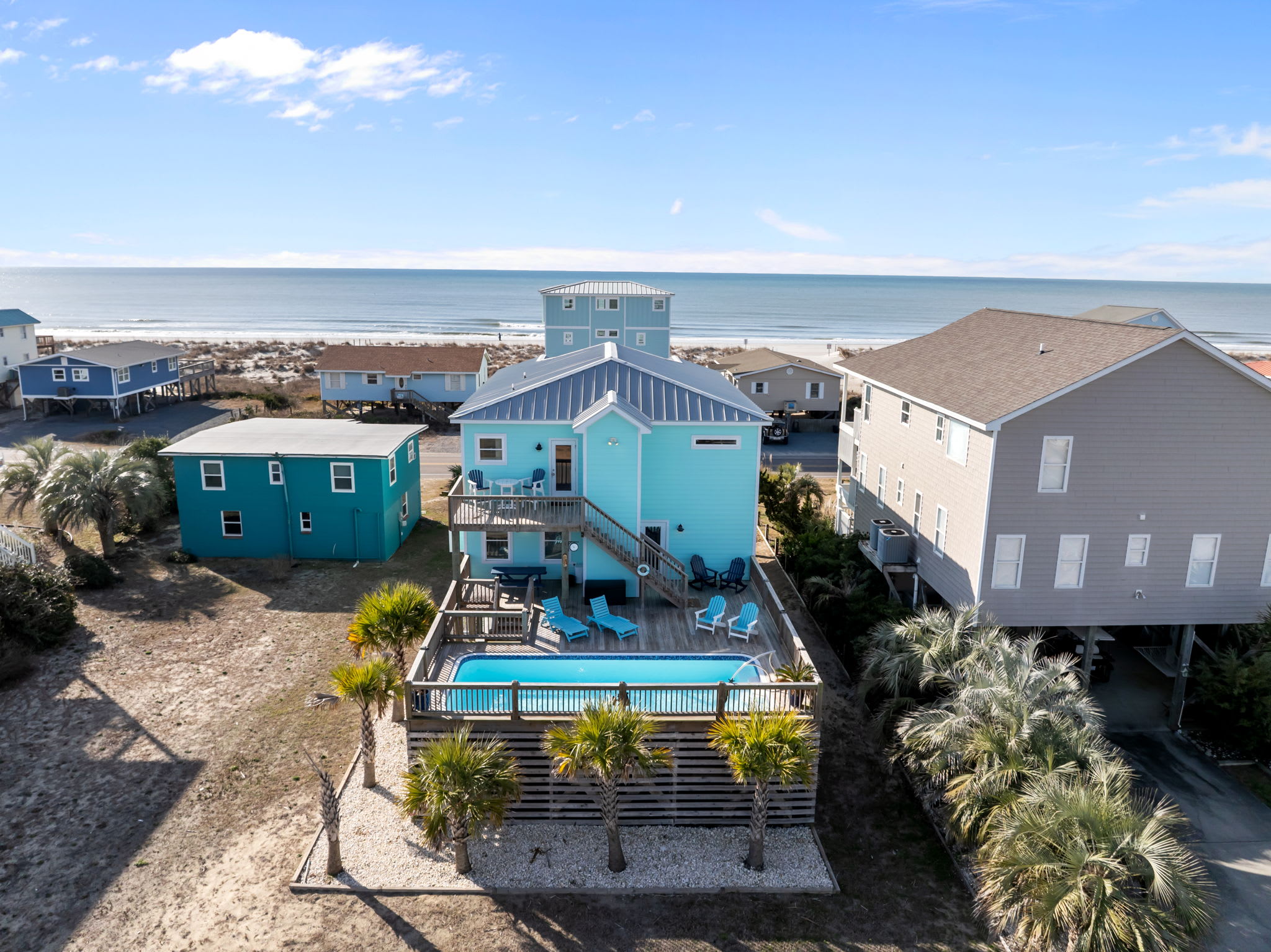Ocean Views with Heated Pool! One Row from Beach! — Oak Island, NC — vacation rental