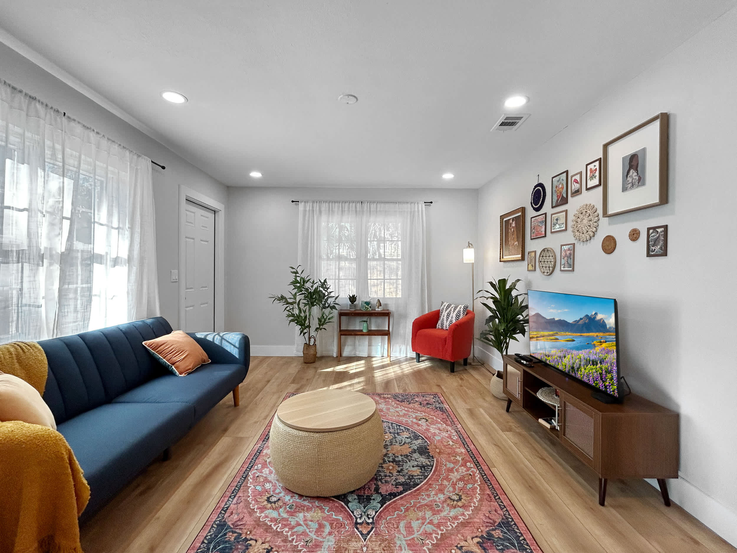 Cozy living area with Smart TV