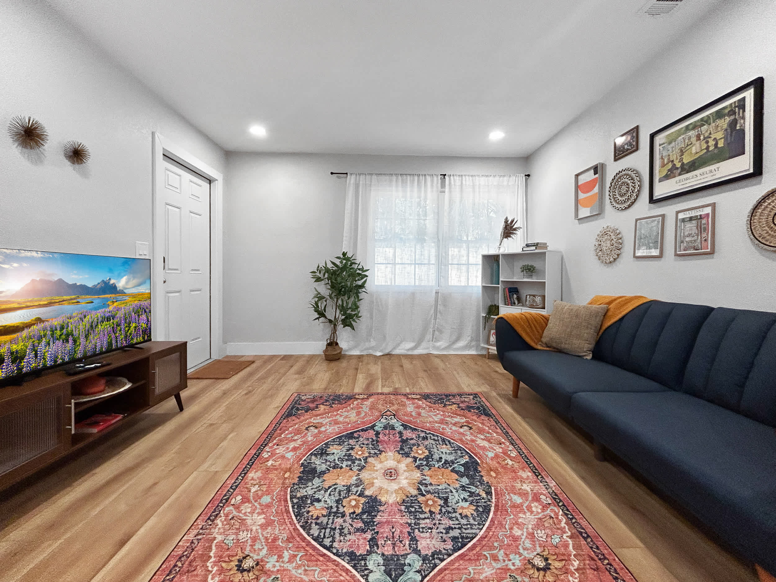 Cozy living area with Smart TV