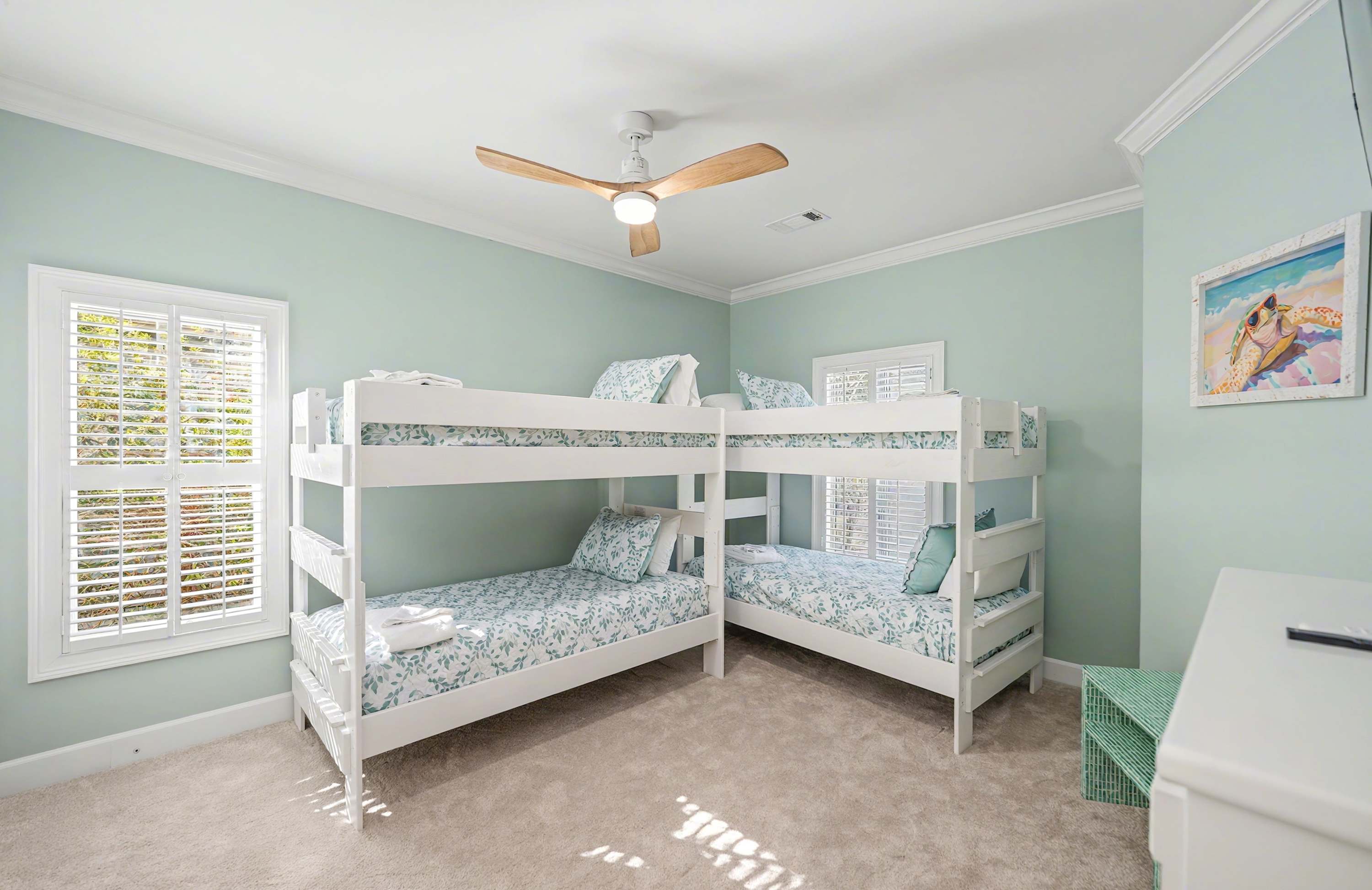 Guest Bedroom with Sets of Twin Bunks Beds