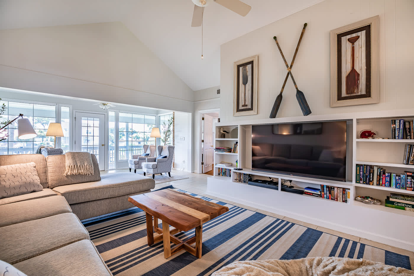 Living Room with Entry to Screened Porch