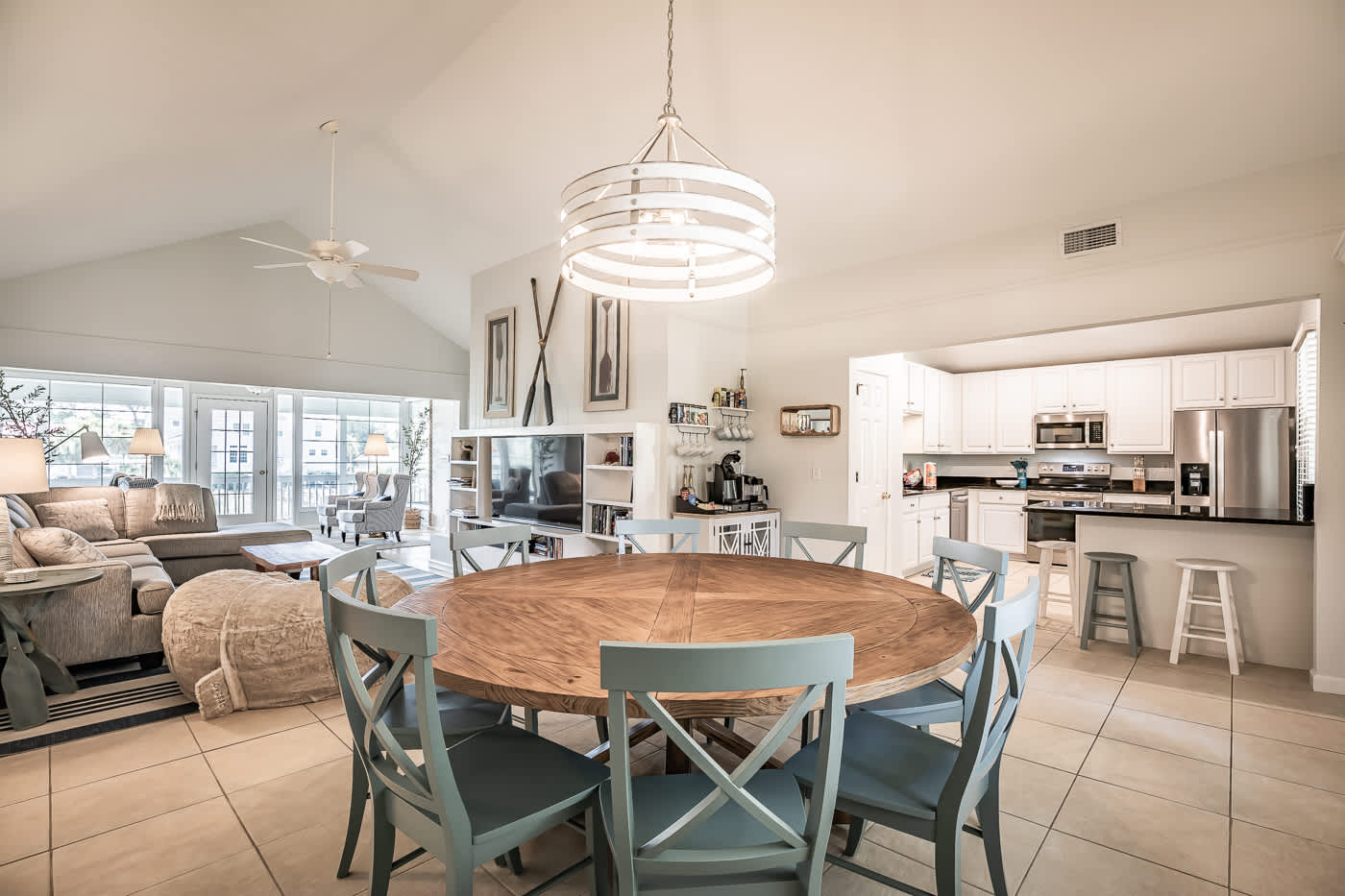 Open Concept with Dining, Kitchen, Living Areas