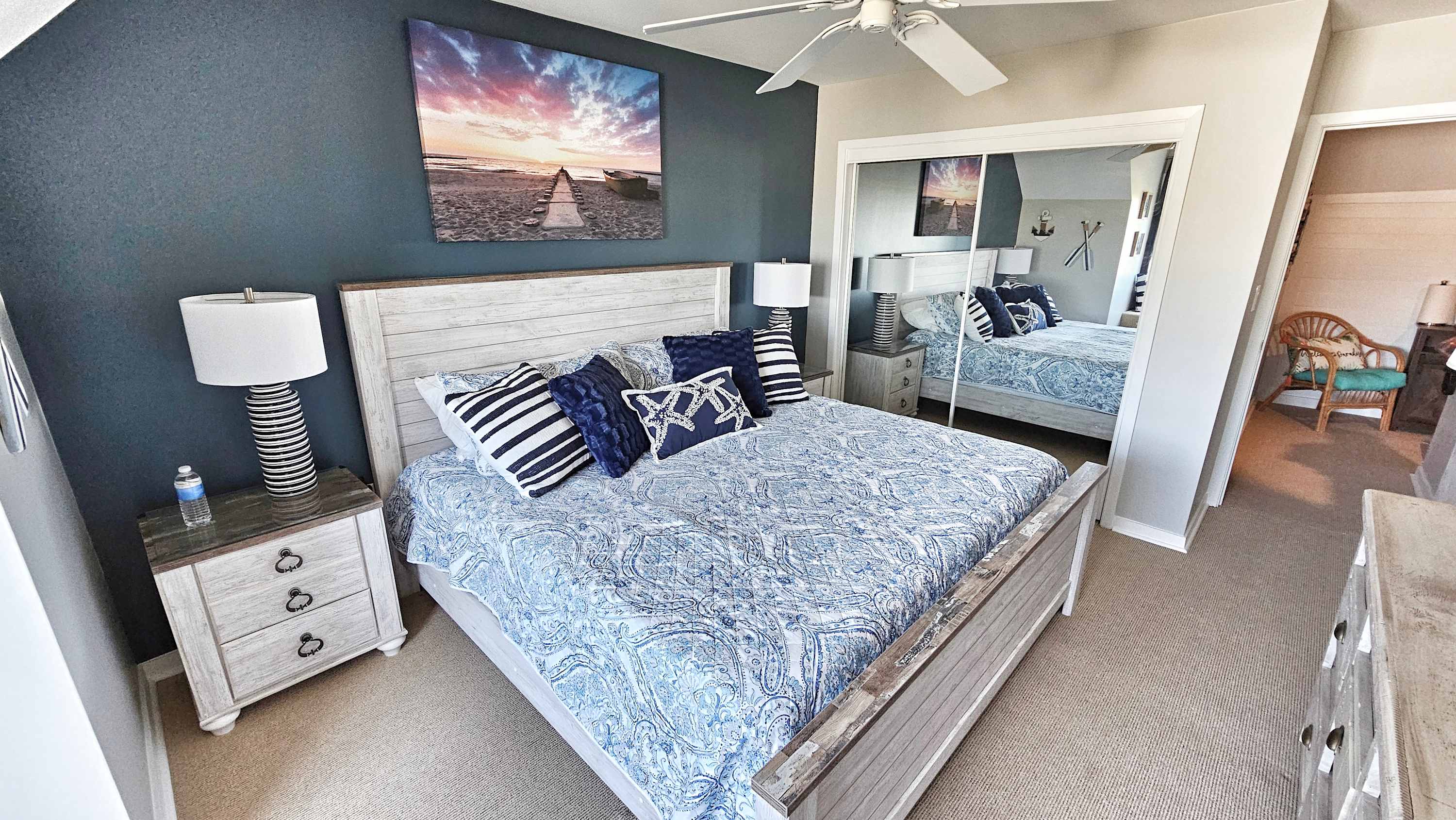 First floor primary bedroom with en suite bathroom