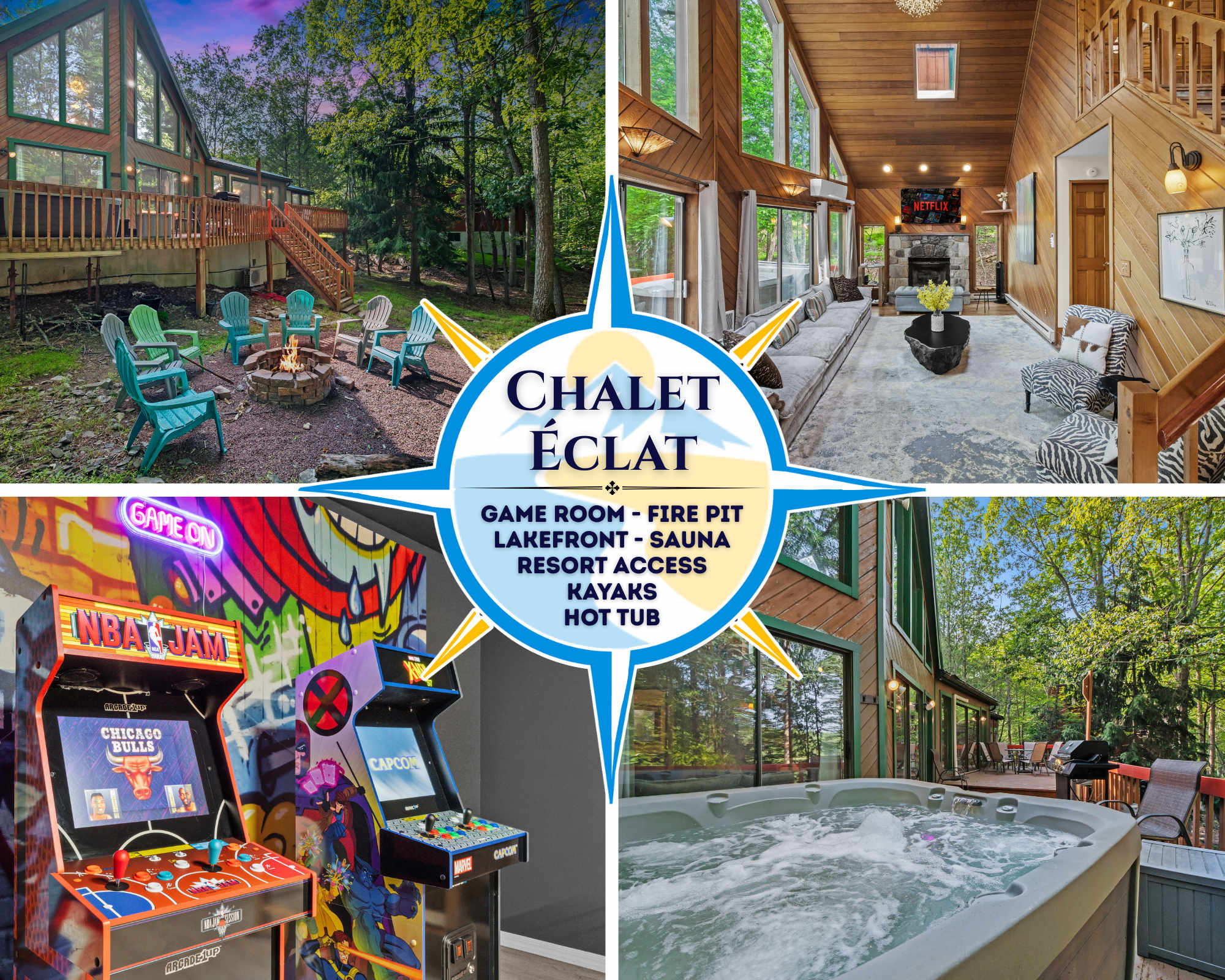 Lakefront Poconos Chalet, Hot Tub, Sauna, Kayaks 6