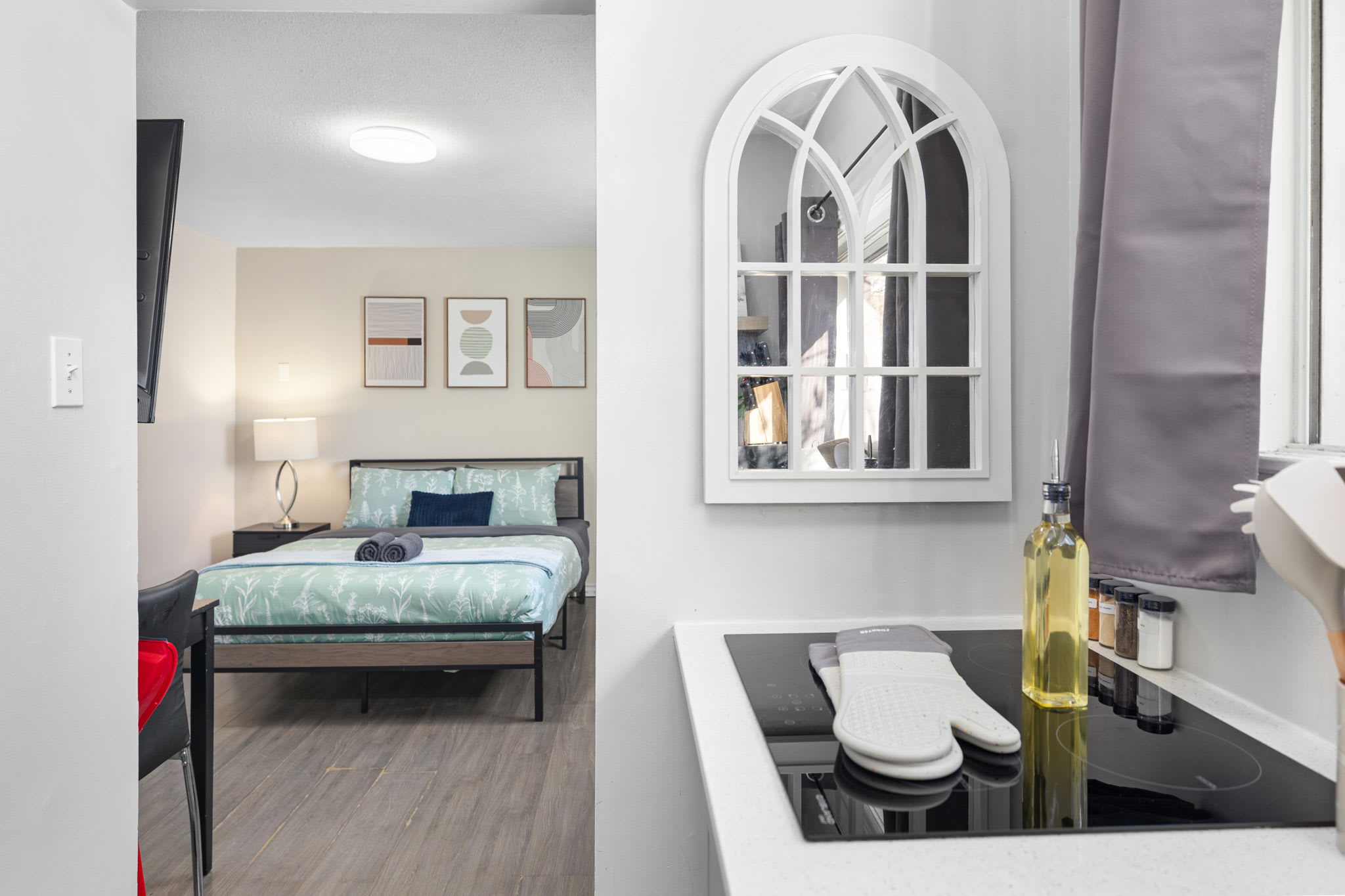 Open-concept kitchen and living area