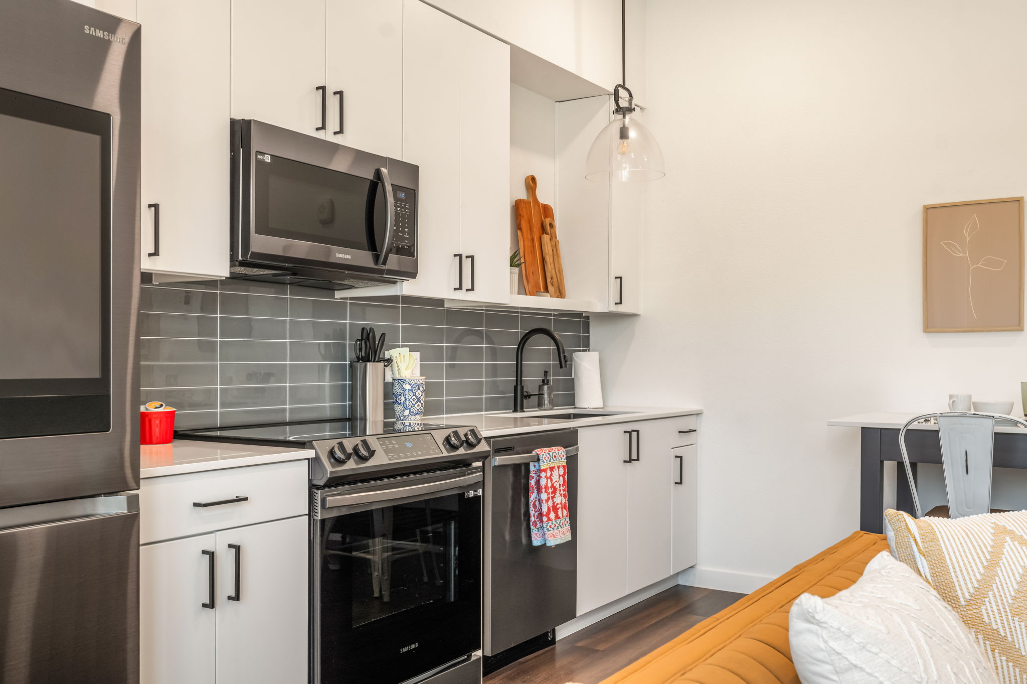 Kitchen with stainless steel appliances