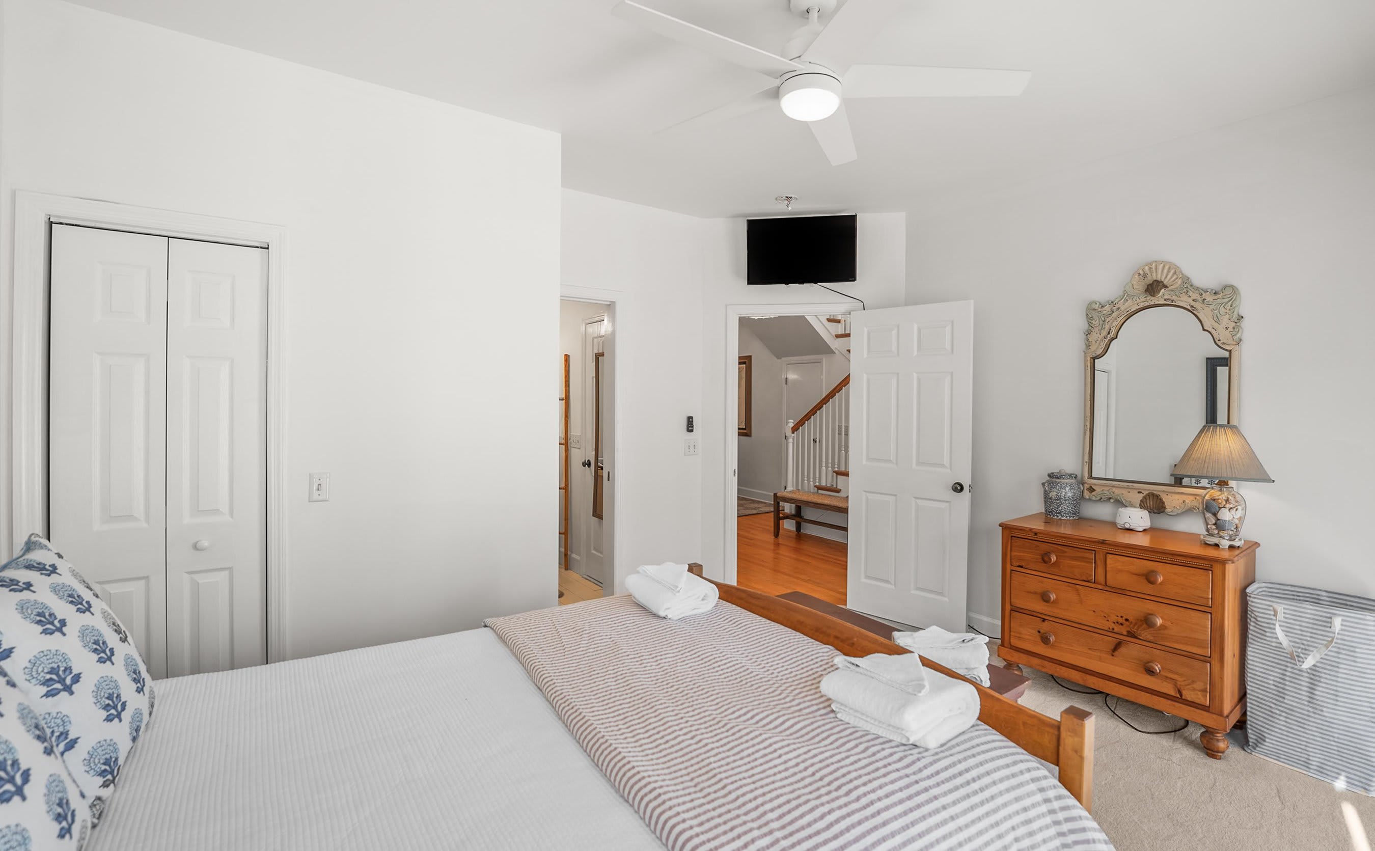 Guest Bedroom with a Queen Bed and Private Ensuite Bath (shower/tub combo), This Room Features a Private Balcony with Two Rocking Chairs Overlooking Bonito Road.