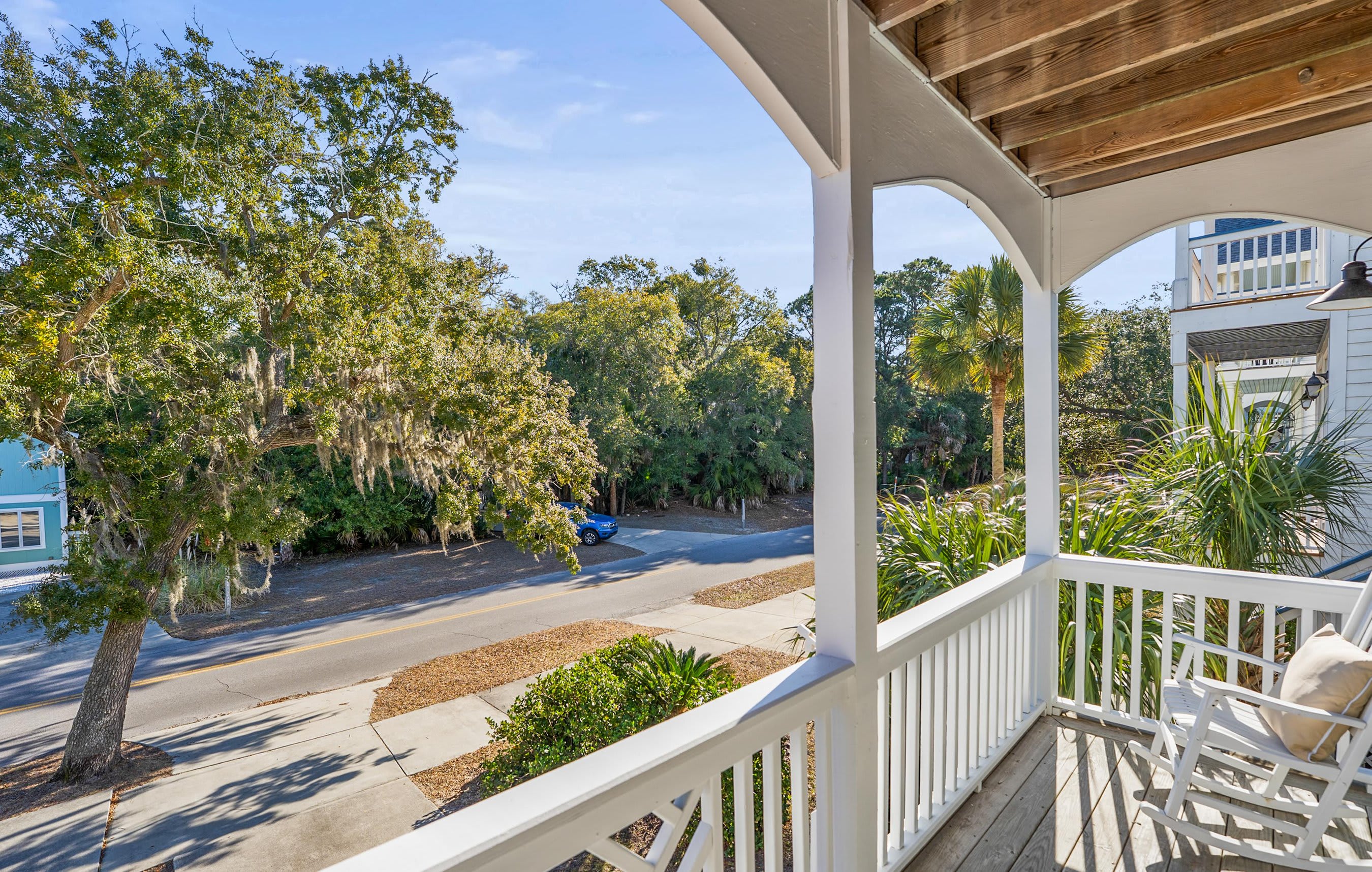Private Balcony with Two Rocking Chairs Overlooking Bonito Road.