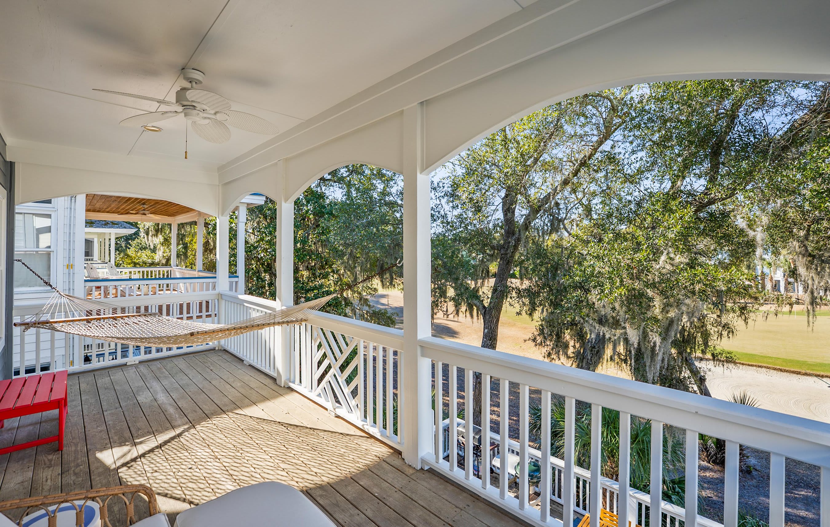 Private Deck with a Hanging Hammock, Overlooking the Golf Course.
