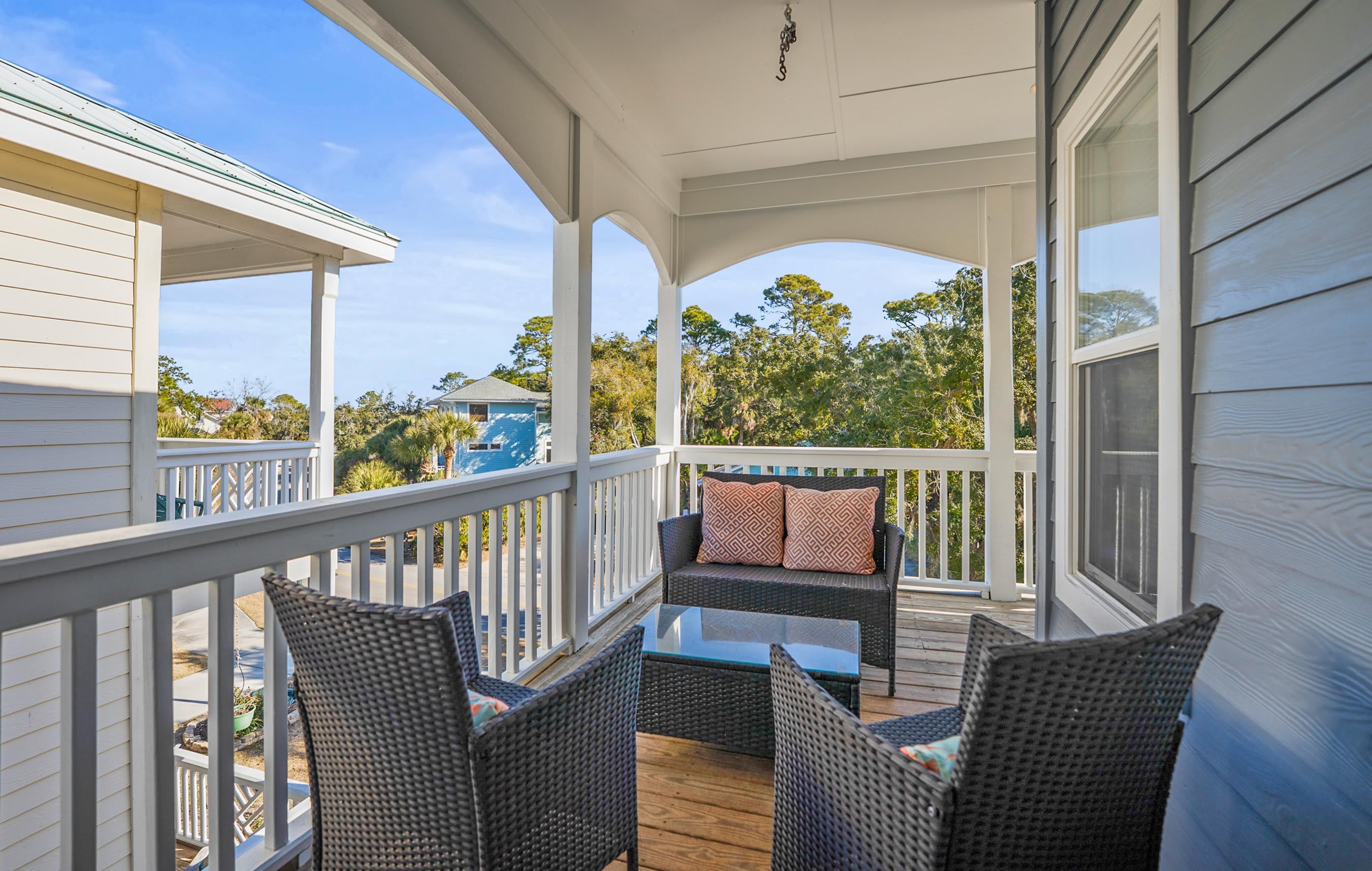 Shared Deck with Seating Overlooking Bonito Road. 