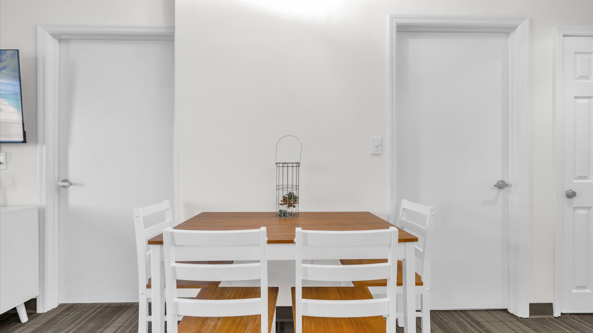 Simple dining area—perfect for meals or laptop work
