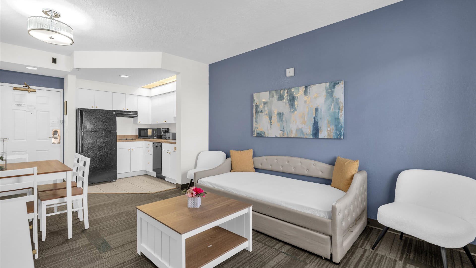 Modern lounge area with open-concept layout