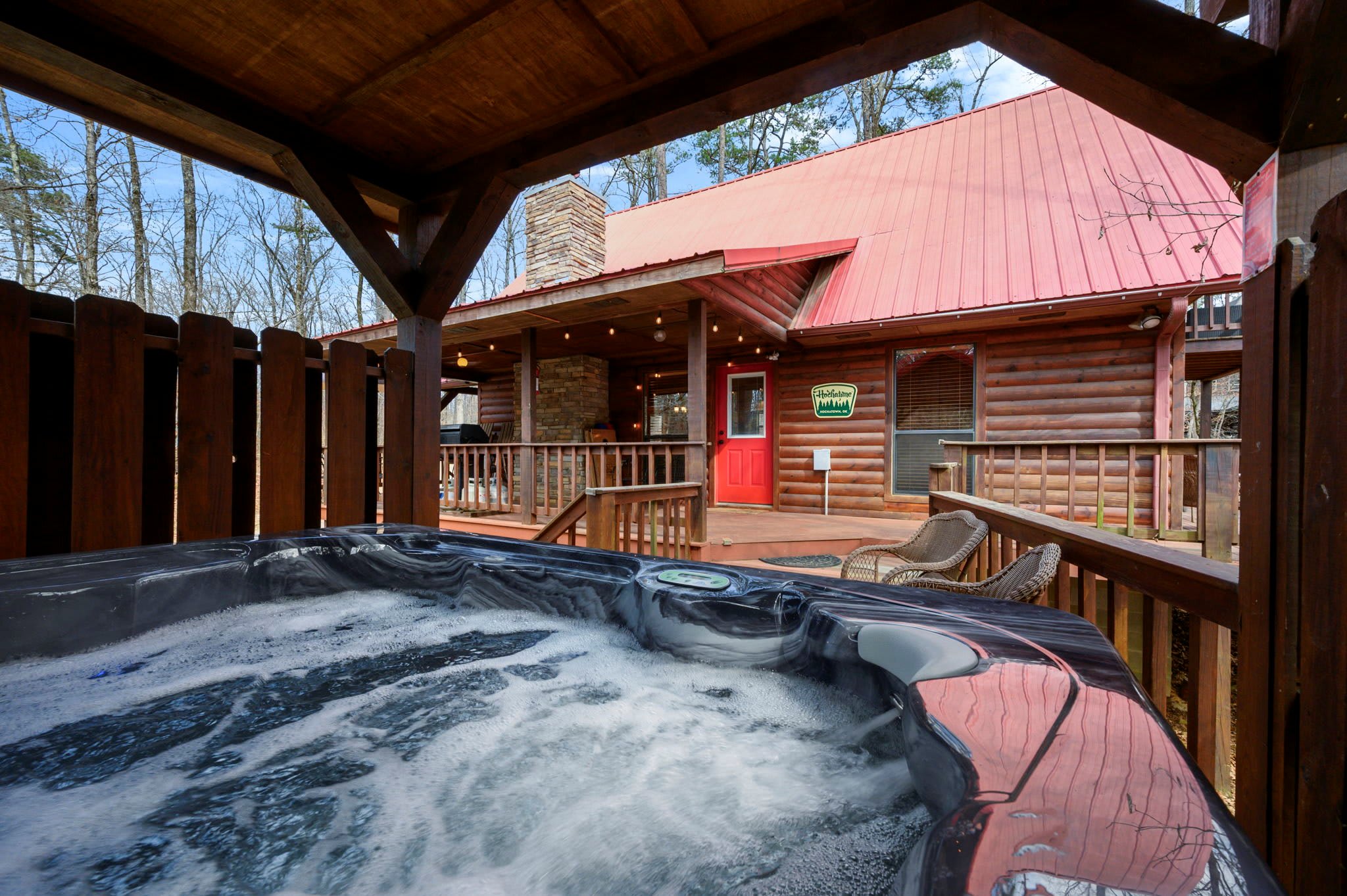 Soak your stress away in the private hot tub